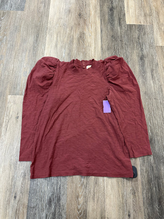 Top Long Sleeve By Nation Ltd In Red, Size: M