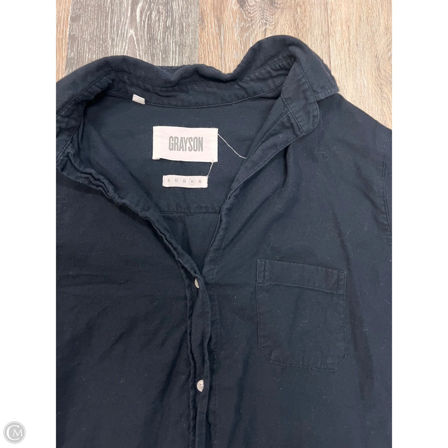 Blouse Long Sleeve By Grayson In Navy, Size: L