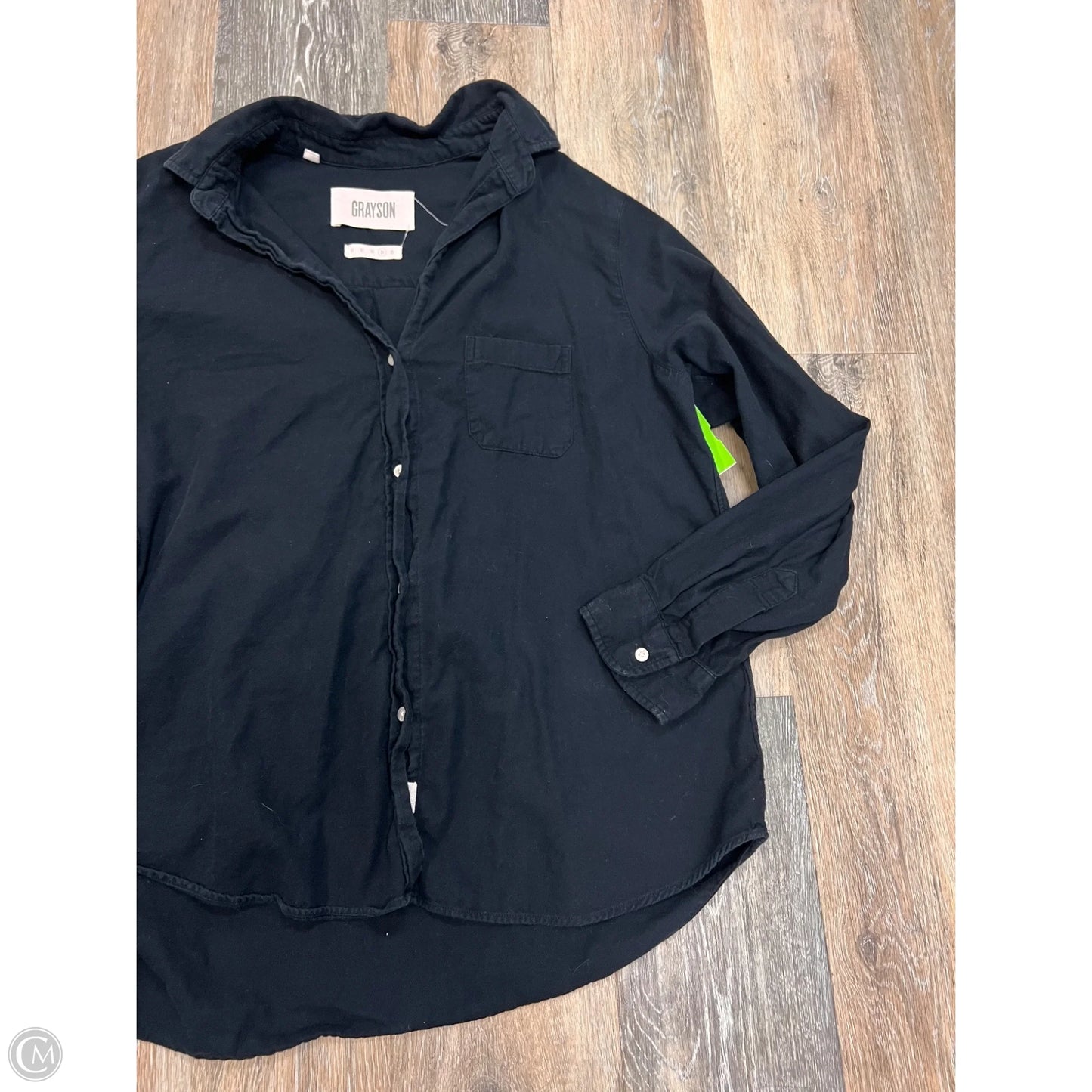 Blouse Long Sleeve By Grayson In Navy, Size: L
