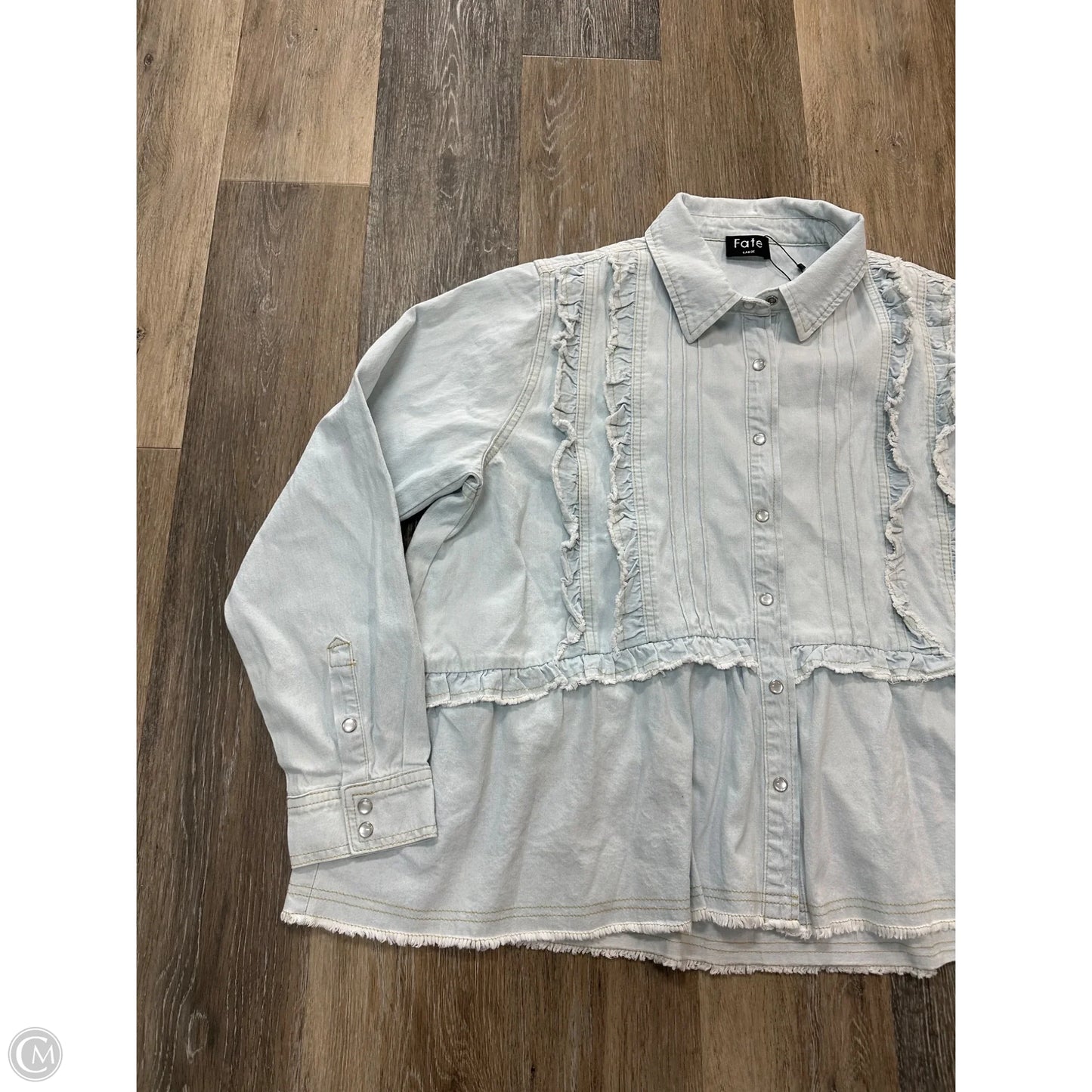 Jacket Denim By Fate In Blue Denim, Size: L