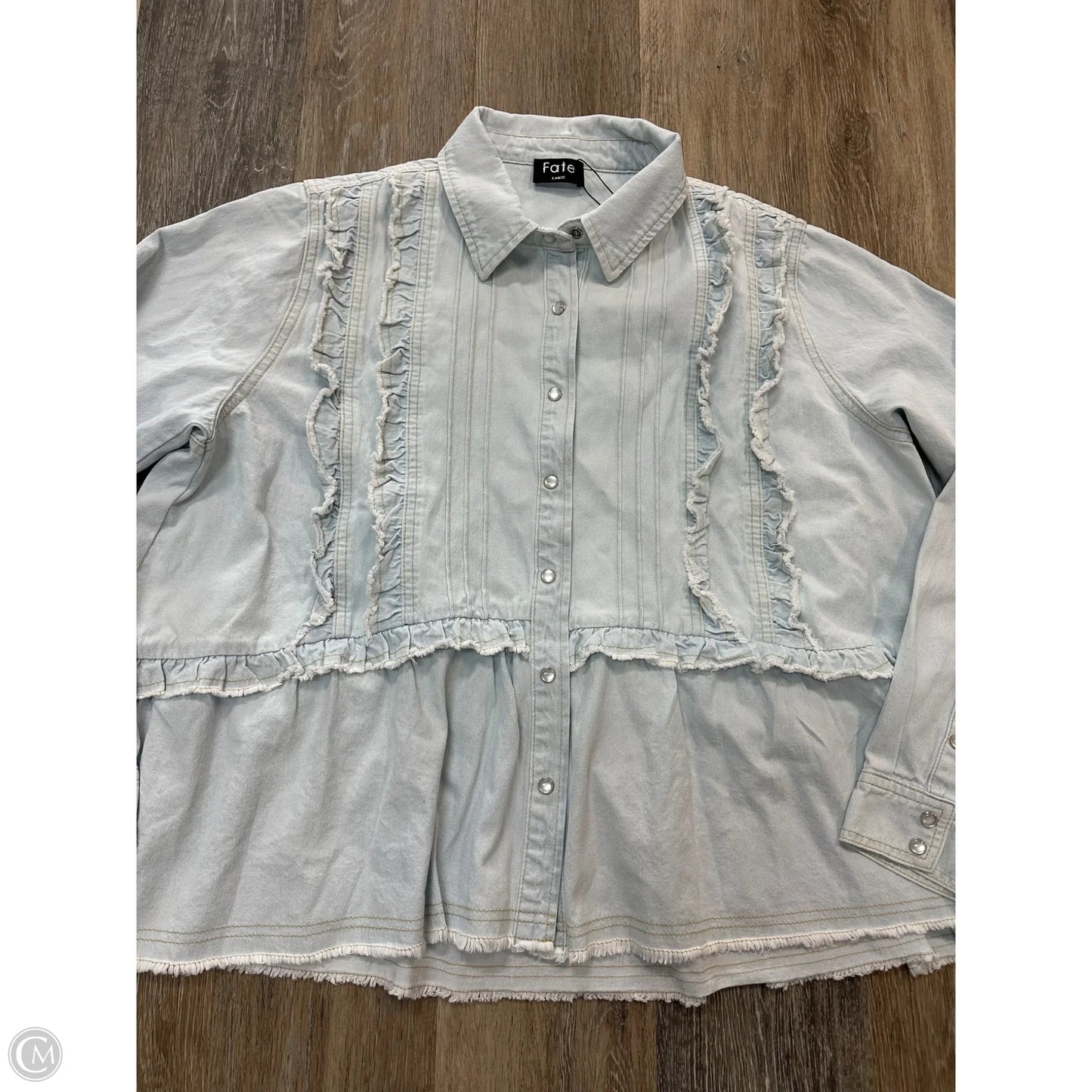 Jacket Denim By Fate In Blue Denim, Size: L