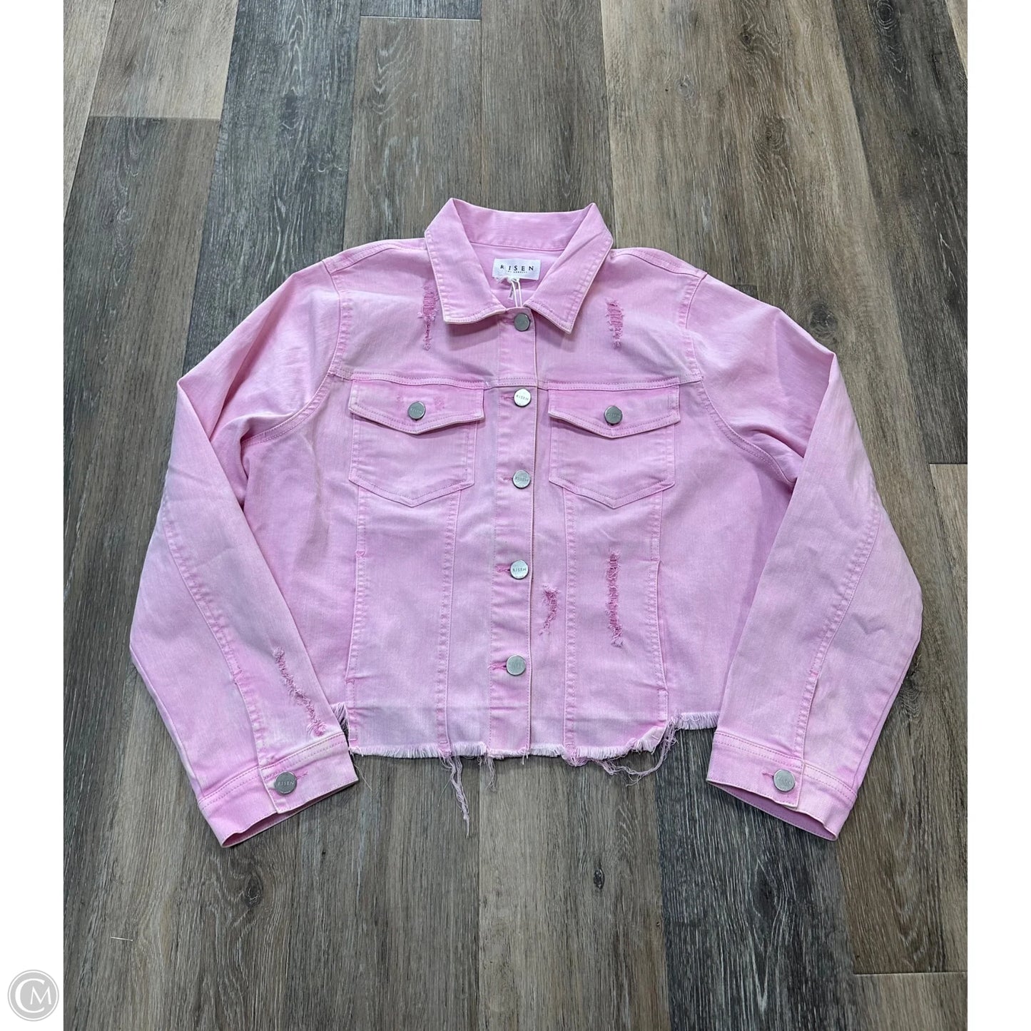 Jacket Denim By Risen In Pink Denim, Size: 1x