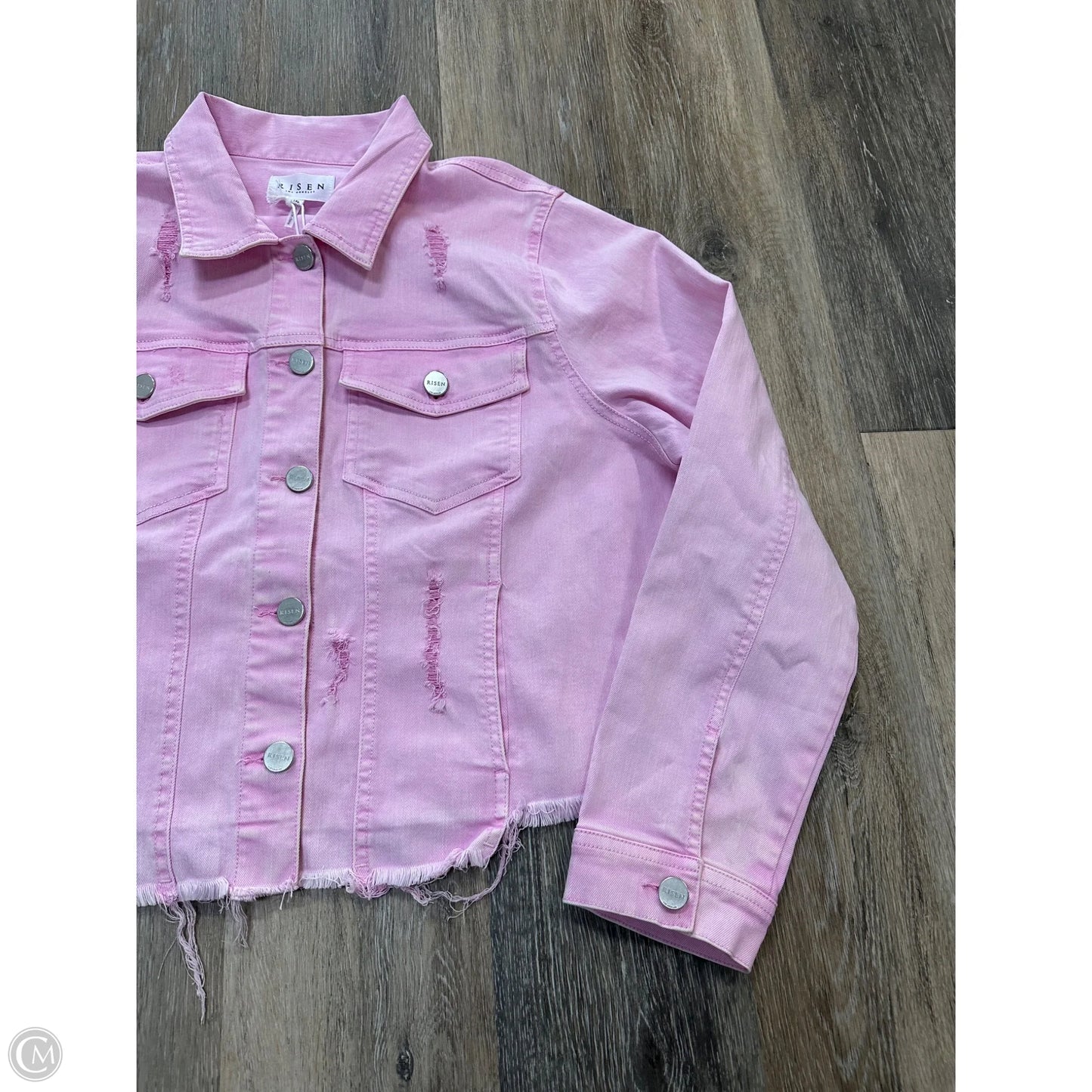Jacket Denim By Risen In Pink Denim, Size: 1x