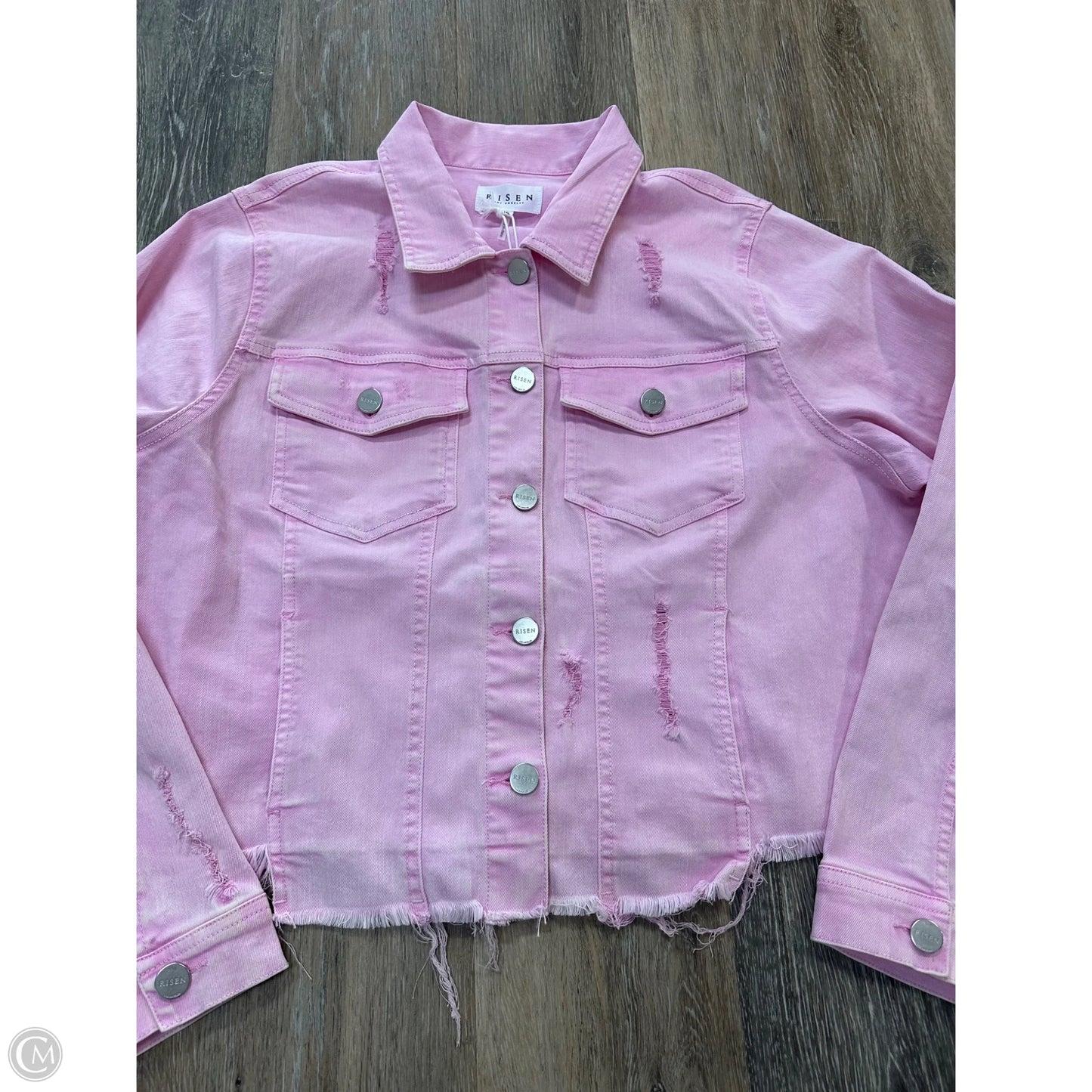 Jacket Denim By Risen In Pink Denim, Size: 1x