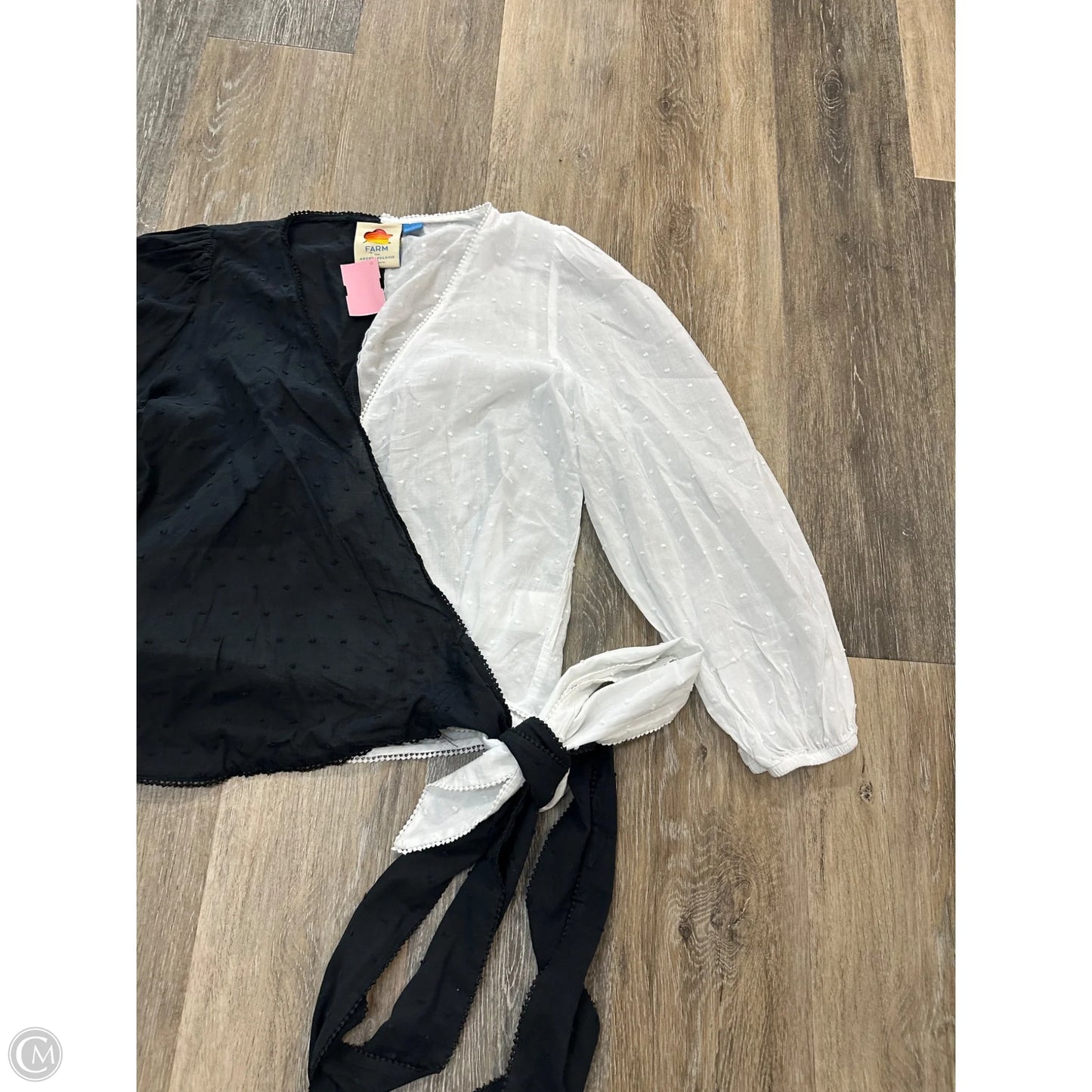 Blouse Long Sleeve By Farm Rio In Black & White, Size: S