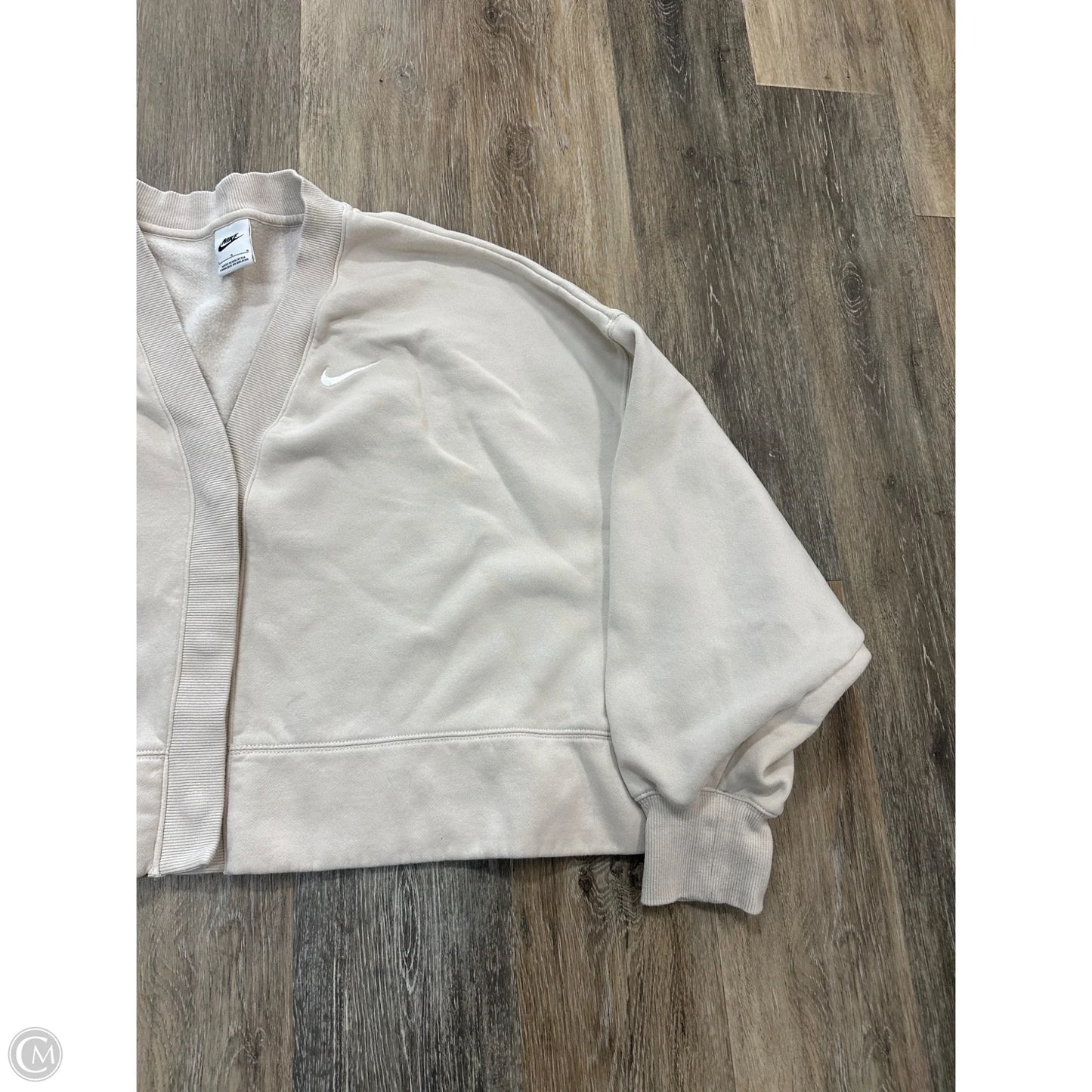 Athletic Sweatshirt Collar By Nike Apparel In Cream, Size: L