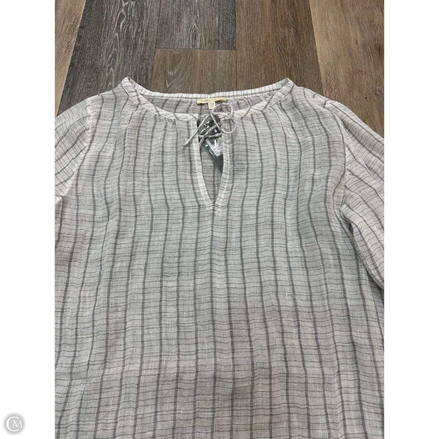 Blouse Long Sleeve By Eileen Fisher In Striped Pattern, Size: M