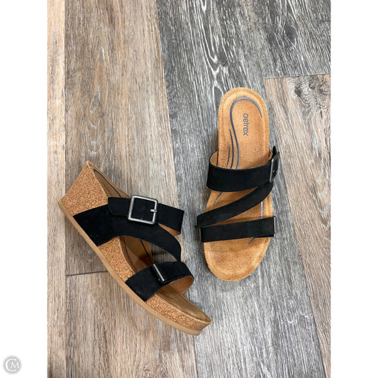 Sandals Heels Wedge By Aetrex In Black, Size: 7.5