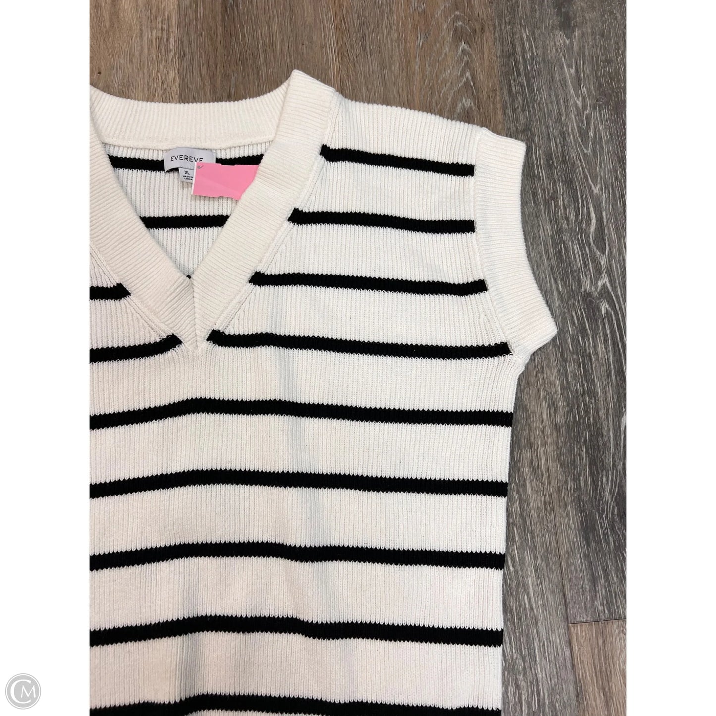 Sweater Short Sleeve By Evereve In Striped Pattern, Size: Xl