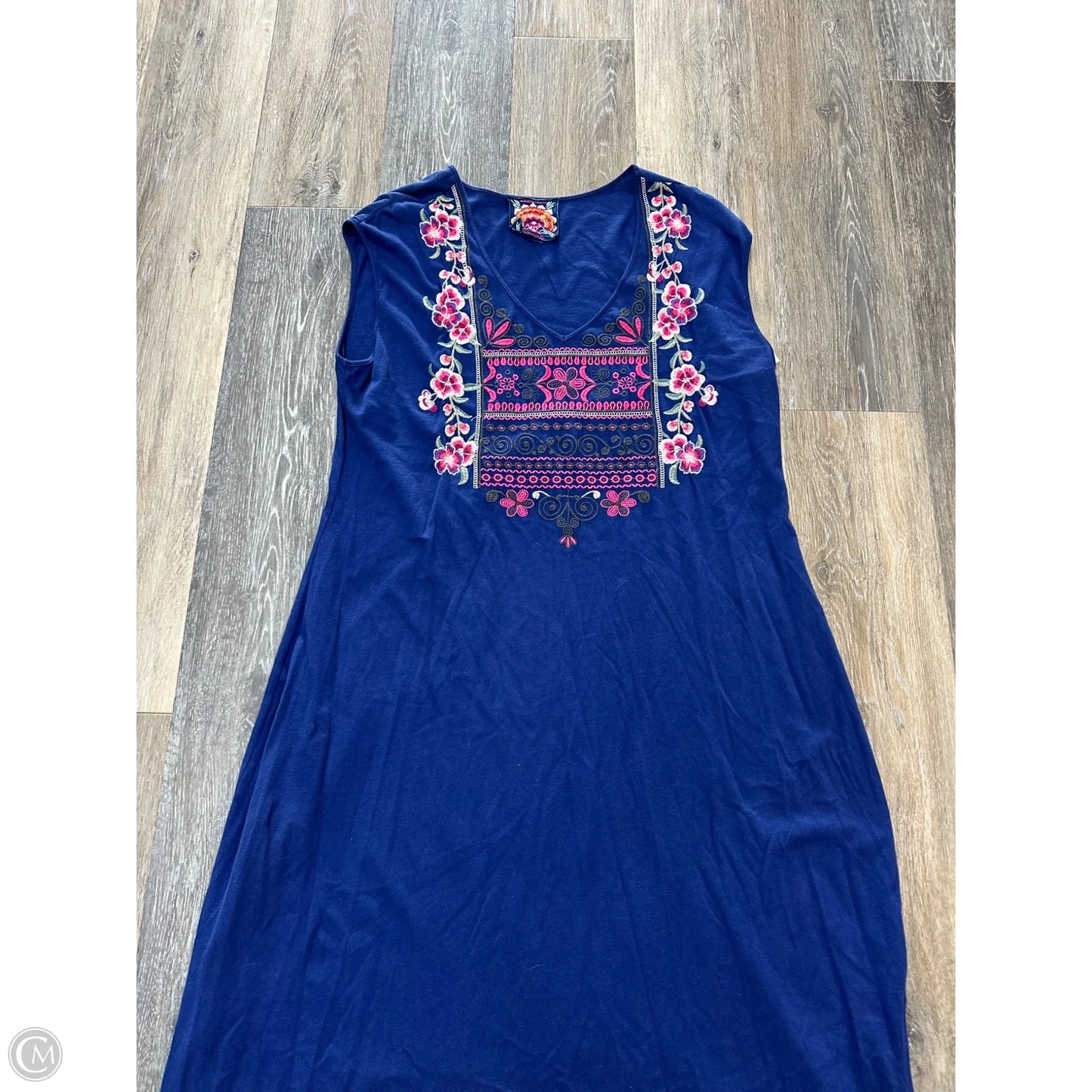 Dress Designer By Johnny Was In Blue, Size: M
