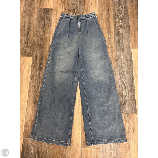 Jeans Wide Leg By Express In Blue Denim, Size: 2 Long