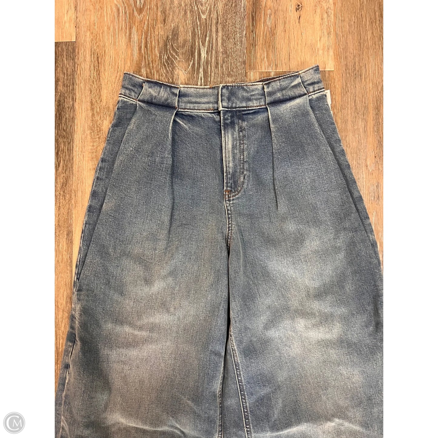 Jeans Wide Leg By Express In Blue Denim, Size: 2 Long