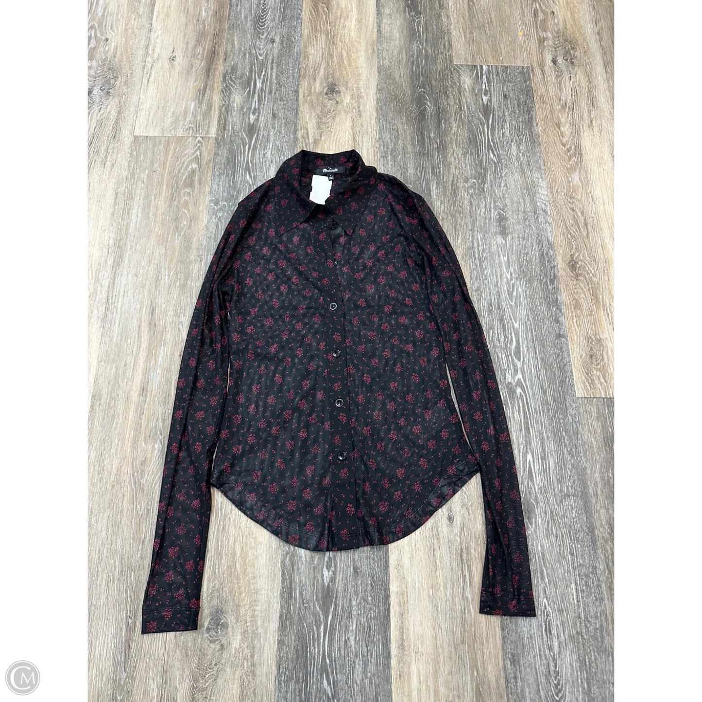 Blouse Long Sleeve By Madewell In Black & Red, Size: S