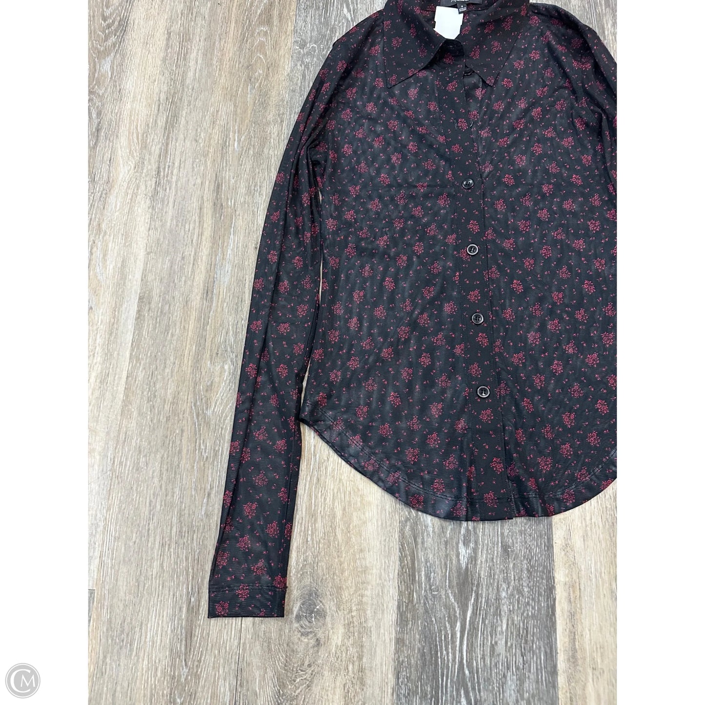 Blouse Long Sleeve By Madewell In Black & Red, Size: S