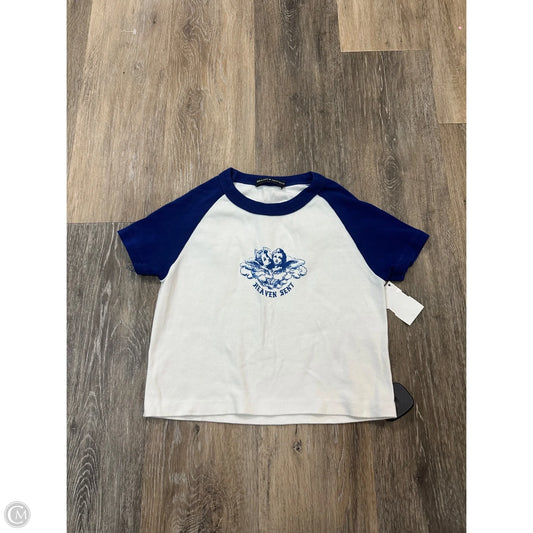 Top Short Sleeve By Brandy Melville In Blue & White, Size: S