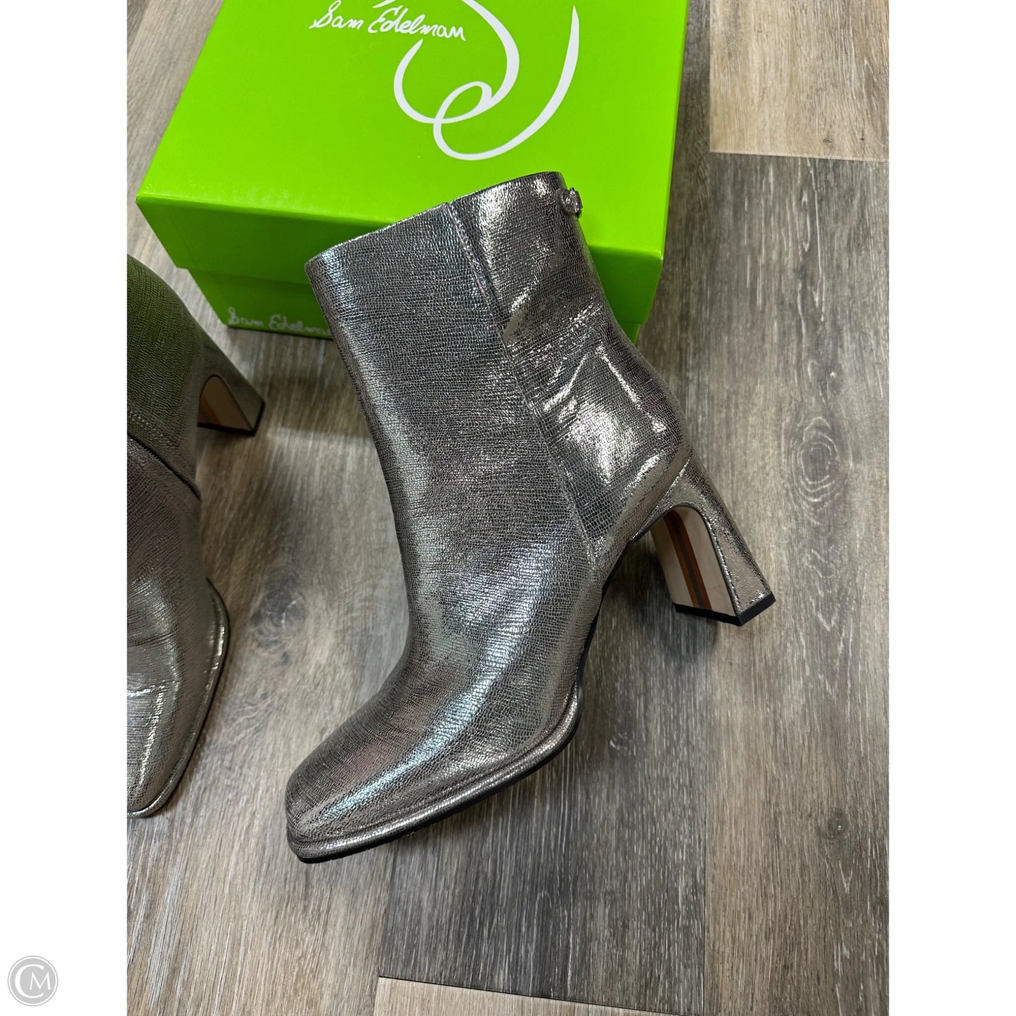 Boots Ankle Heels By Sam Edelman In Silver, Size: 8.5