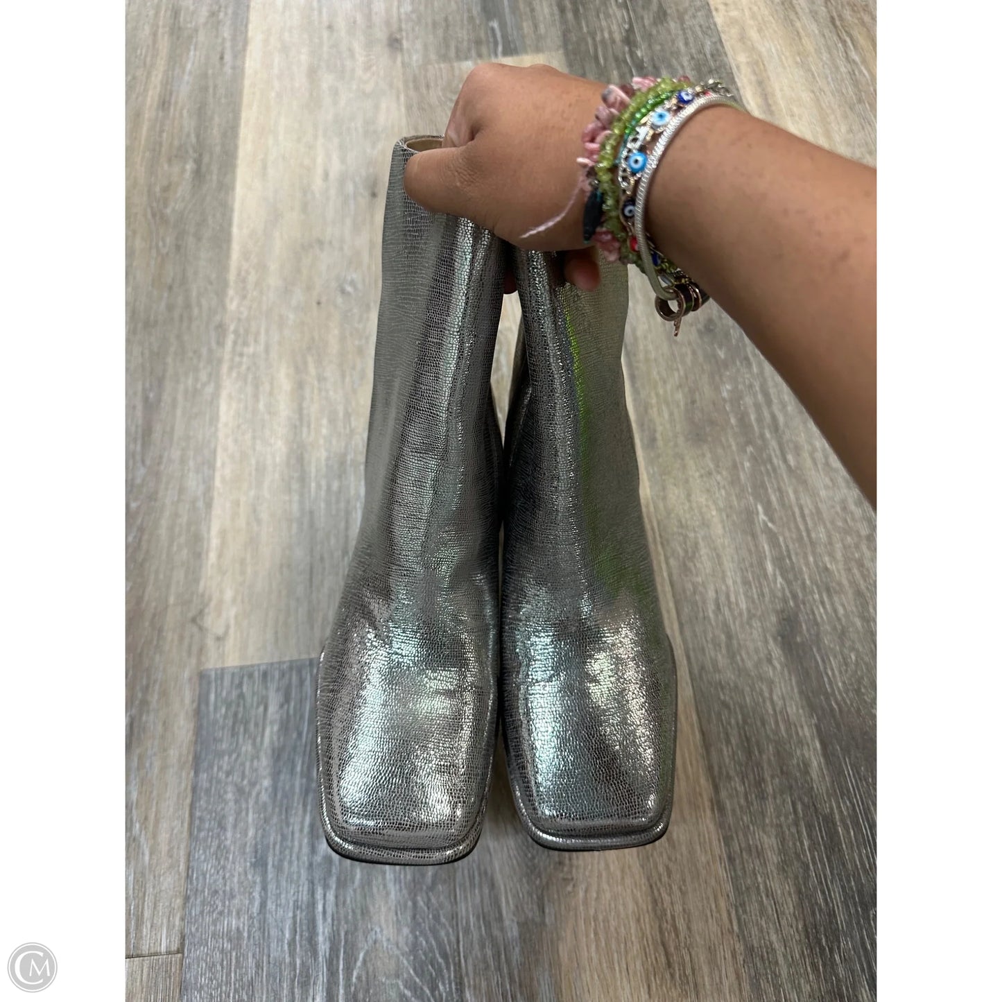 Boots Ankle Heels By Sam Edelman In Silver, Size: 8.5