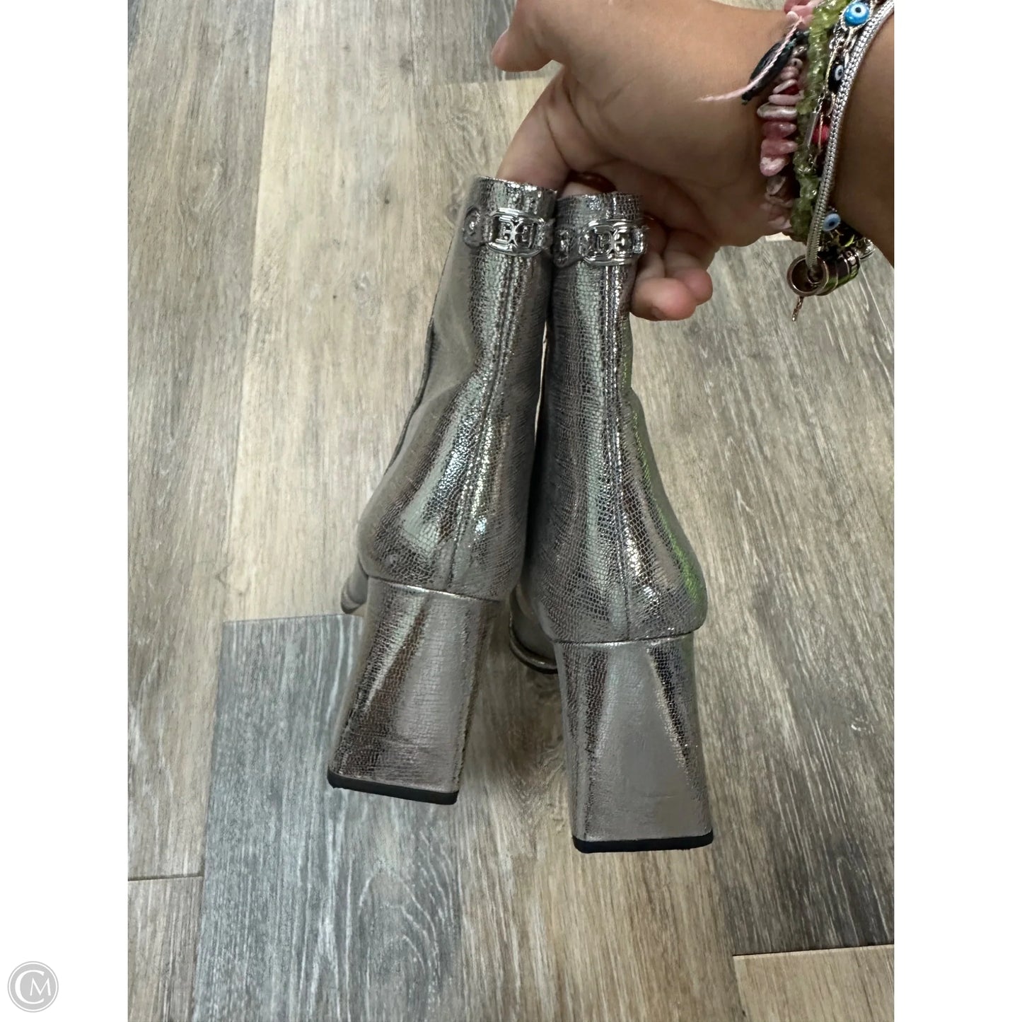 Boots Ankle Heels By Sam Edelman In Silver, Size: 8.5