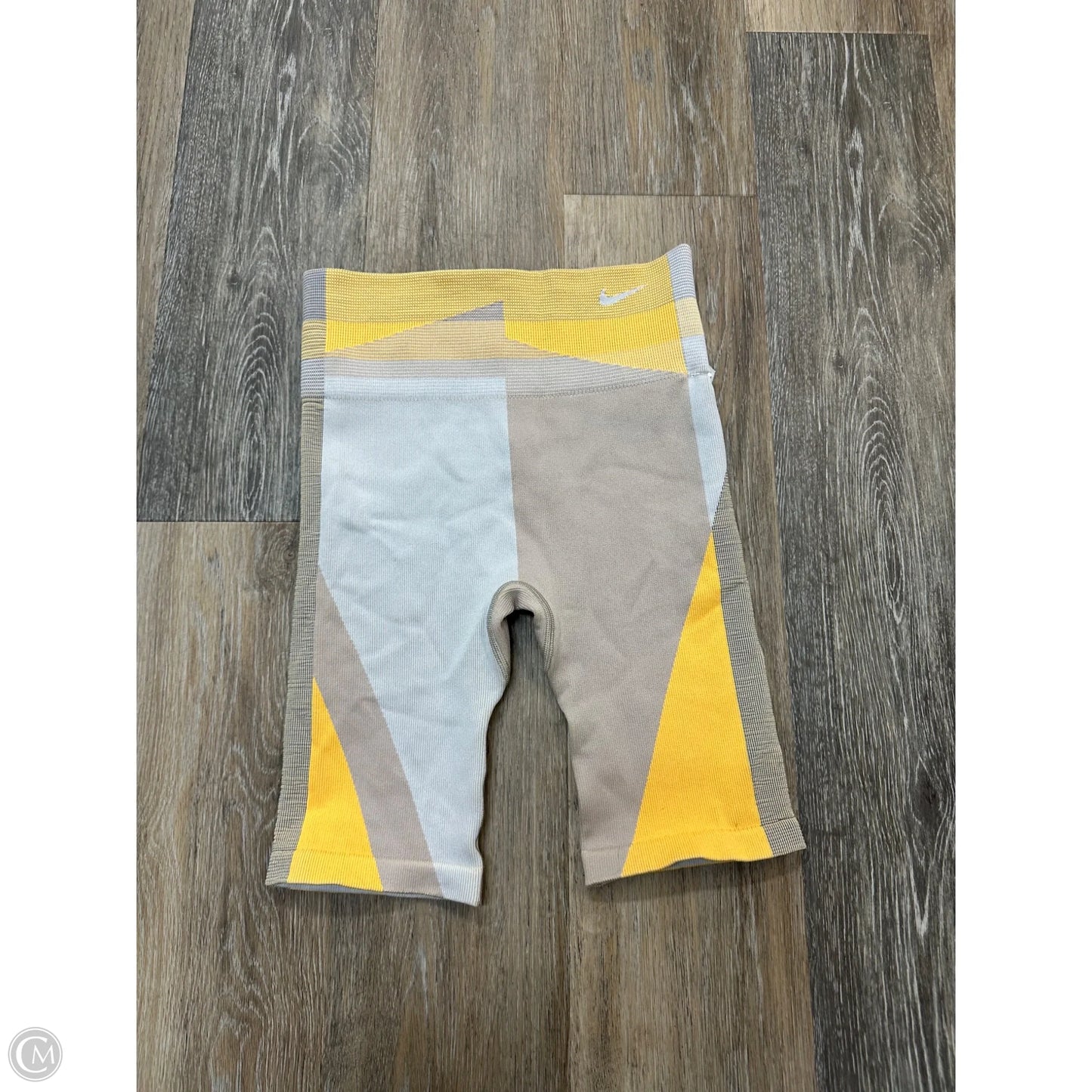 Athletic Shorts By Nike Apparel In Grey & Yellow, Size: S