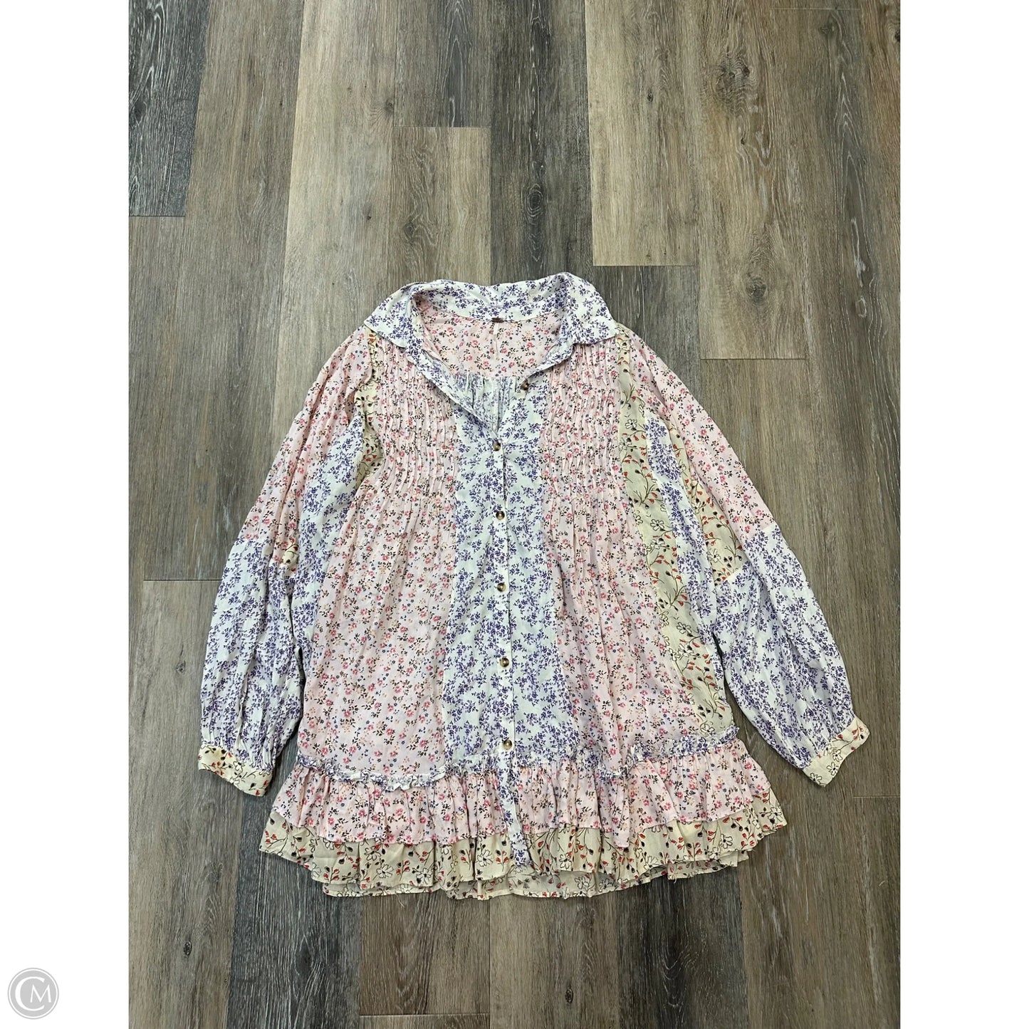 Blouse Long Sleeve By Free People In Floral Print, Size: S