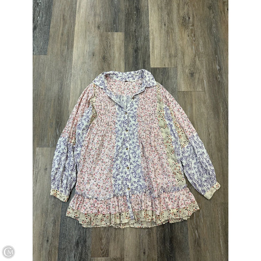 Blouse Long Sleeve By Free People In Floral Print, Size: S