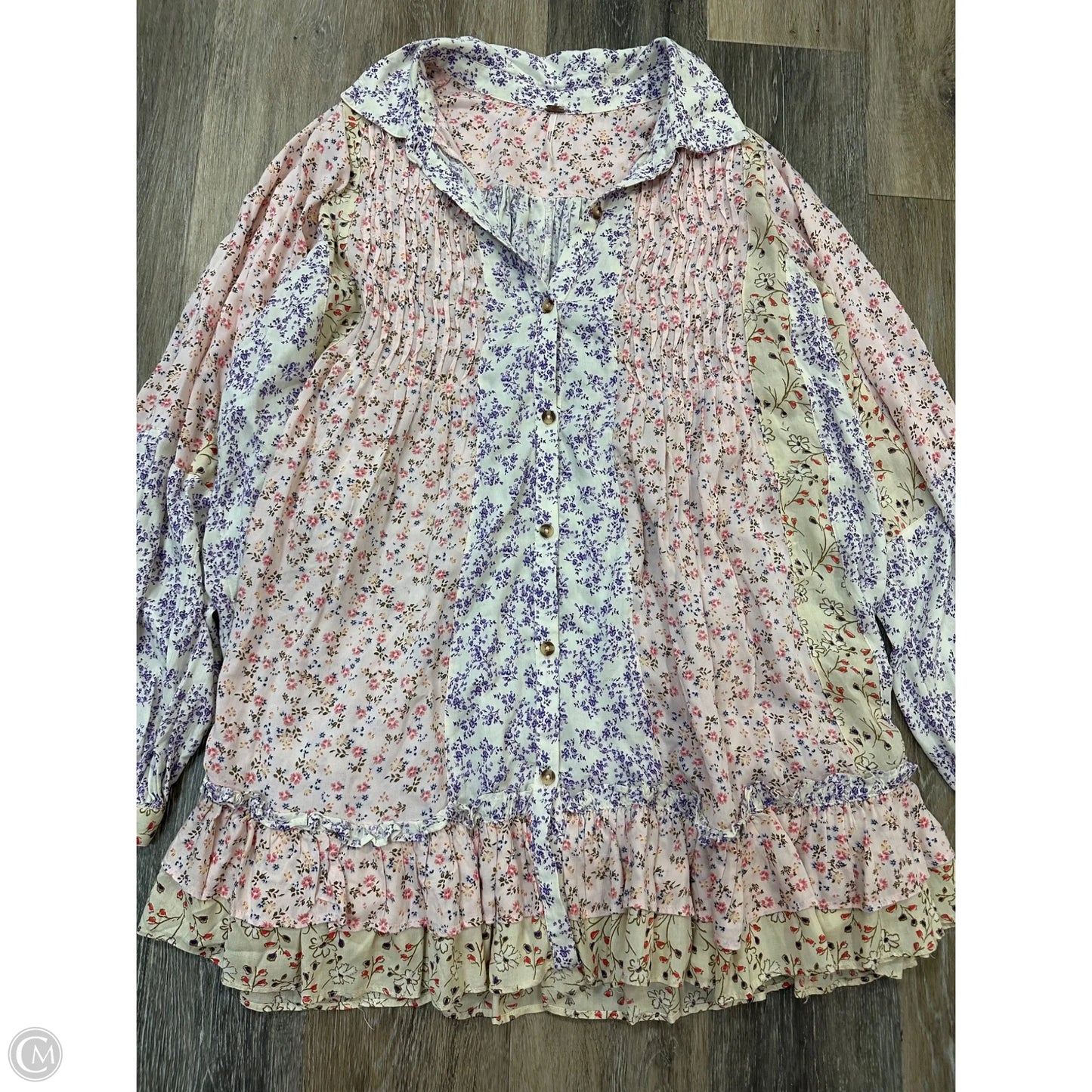 Blouse Long Sleeve By Free People In Floral Print, Size: S