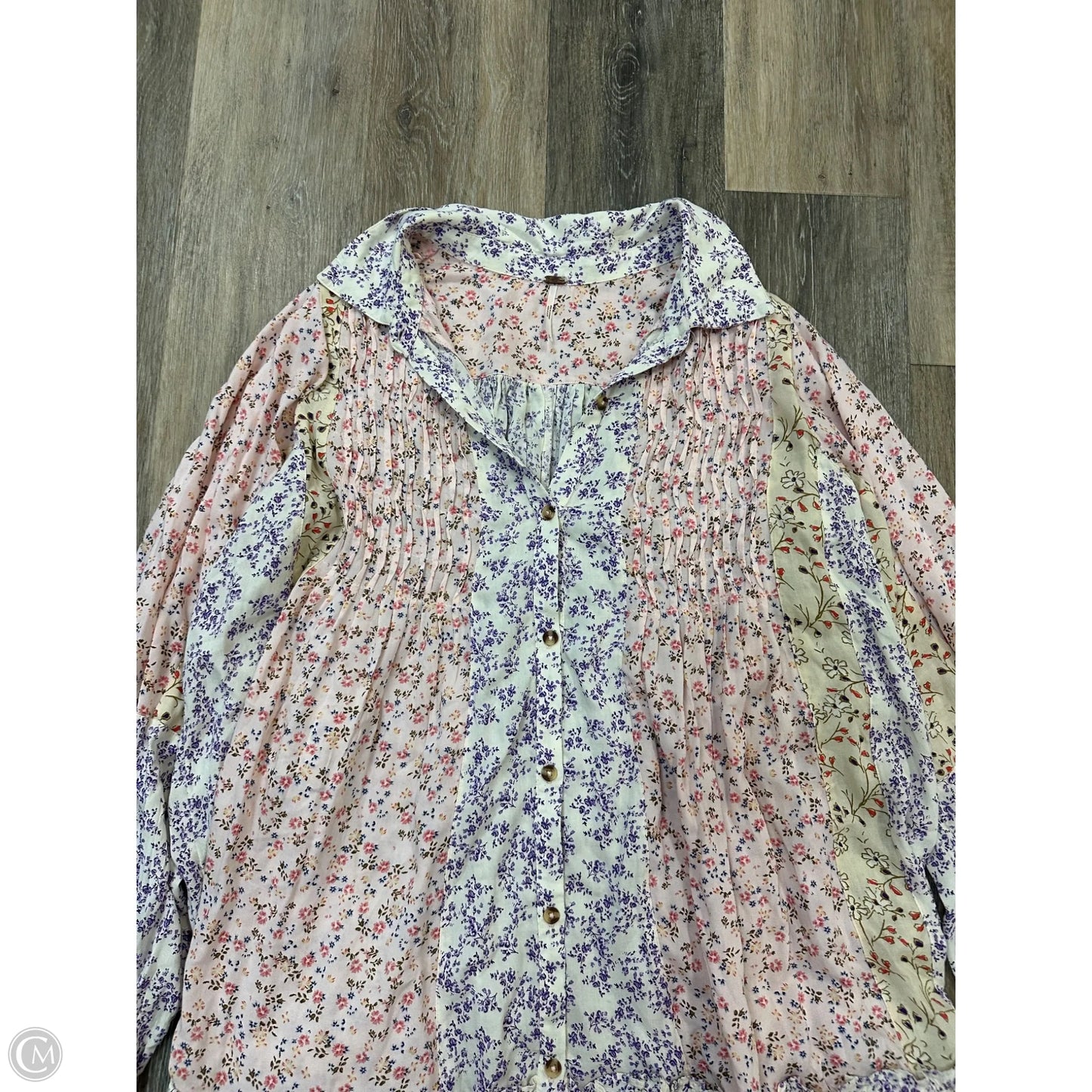 Blouse Long Sleeve By Free People In Floral Print, Size: S
