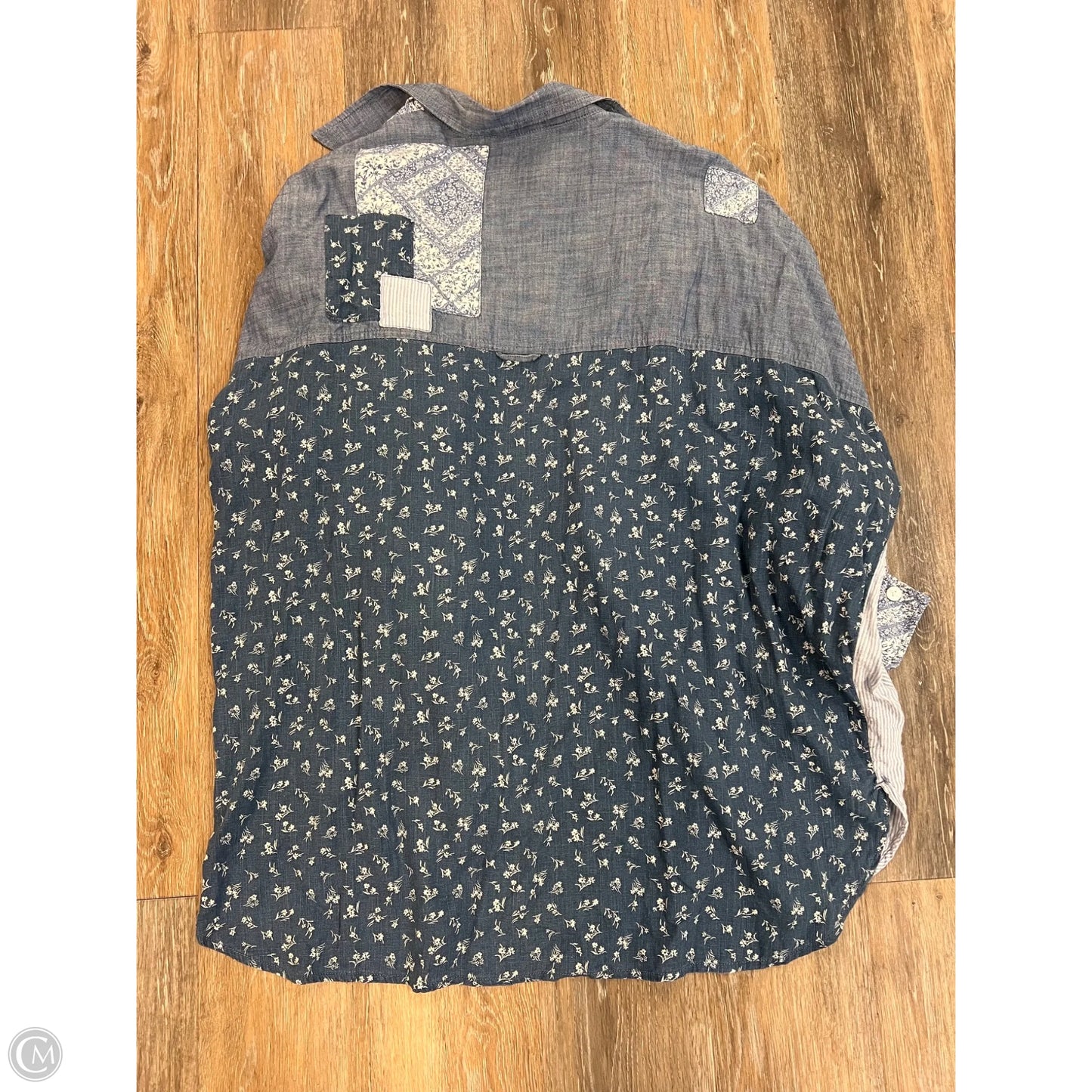 -Blouse Long Sleeve By American Eagle In Blue, Size: L