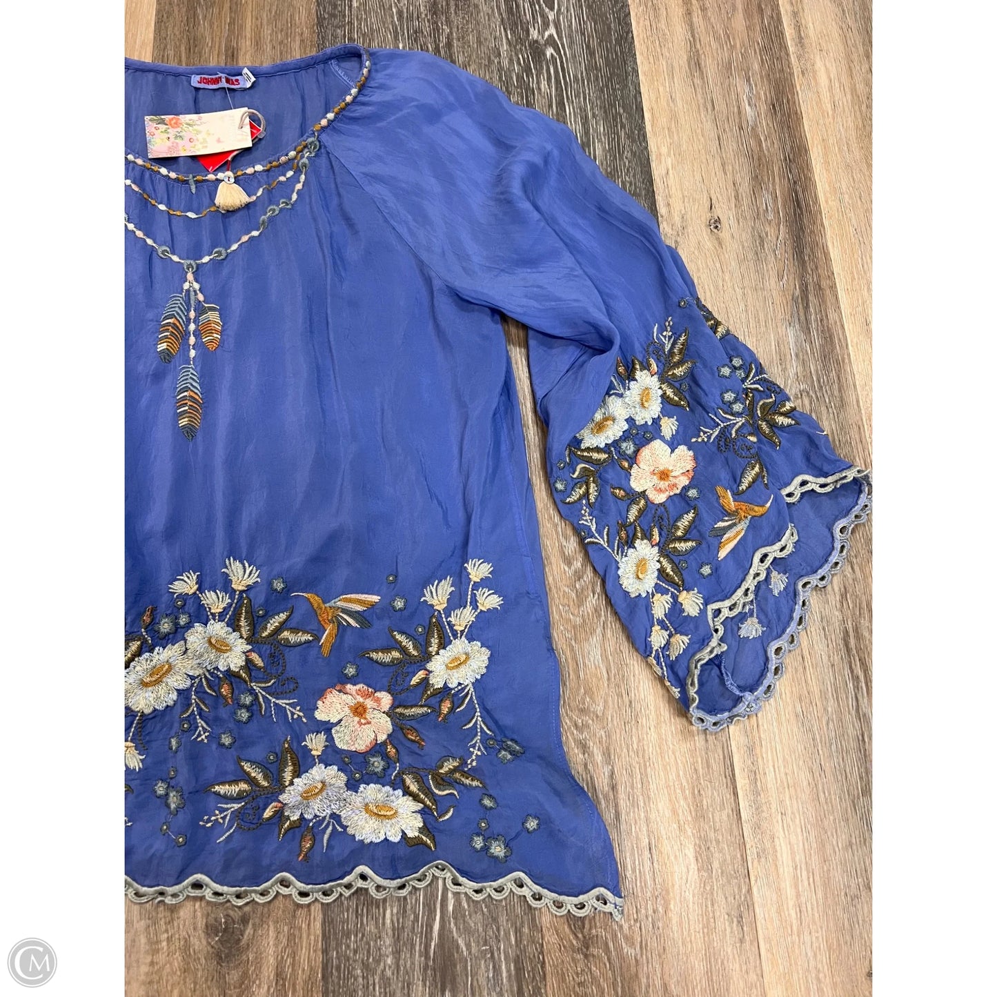 Blouse Long Sleeve By Johnny Was In Blue, Size: M