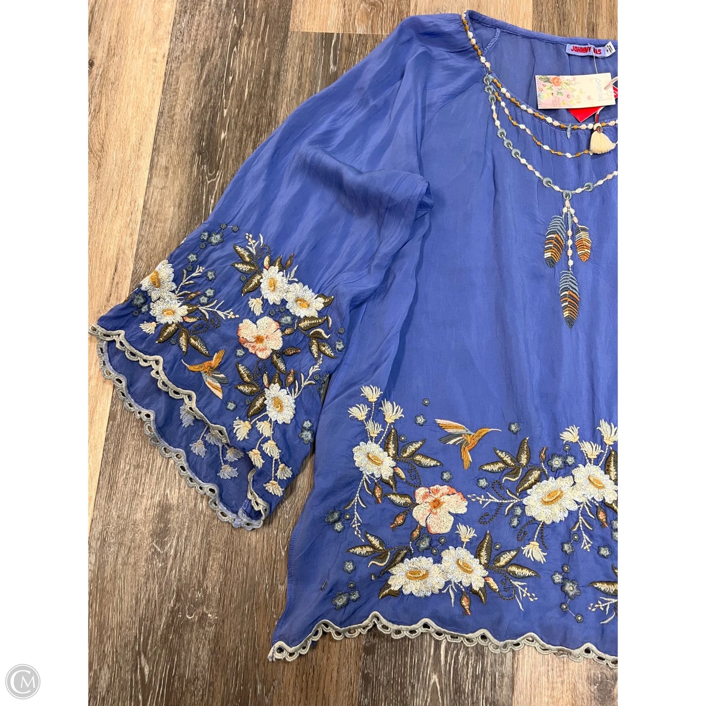 Blouse Long Sleeve By Johnny Was In Blue, Size: M