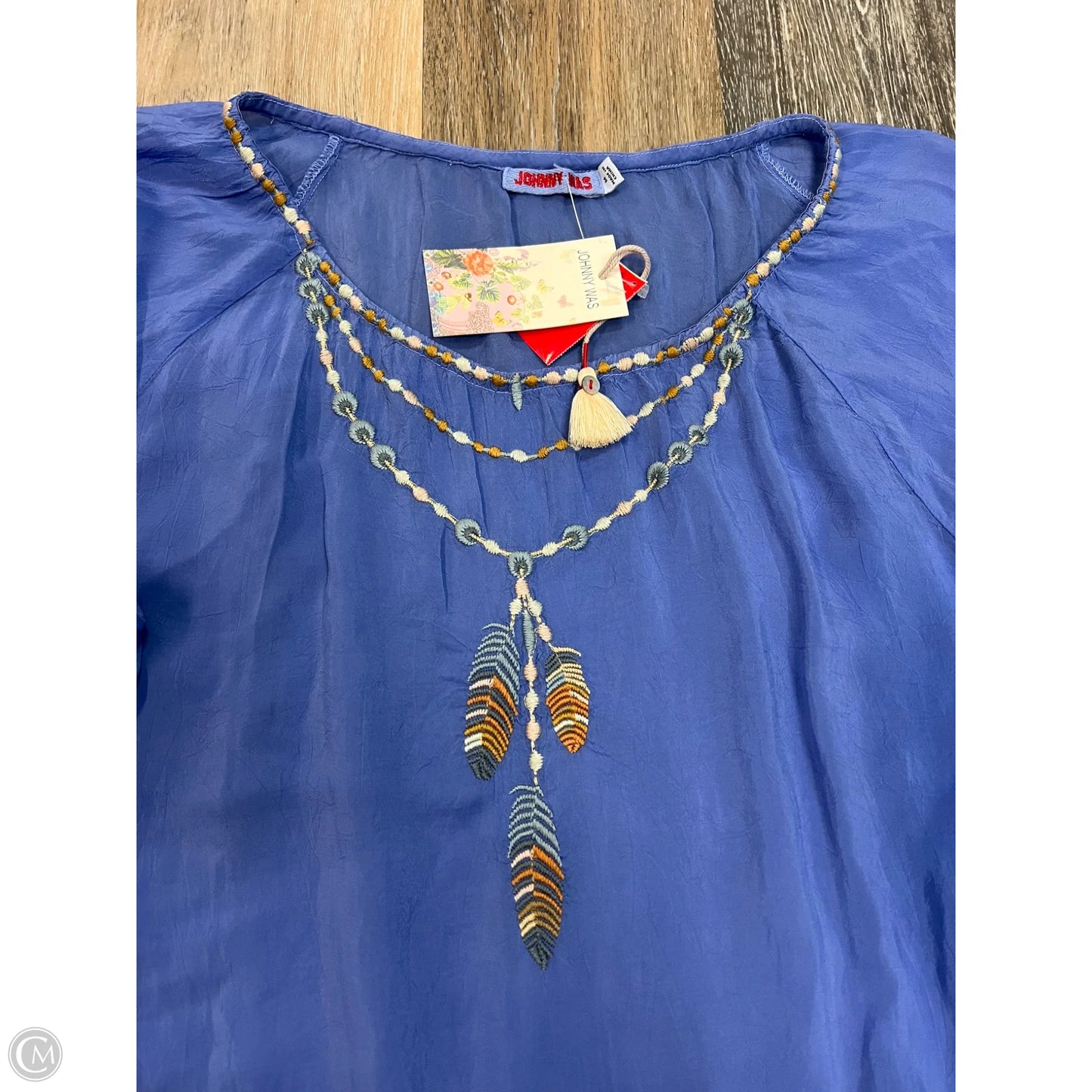 Blouse Long Sleeve By Johnny Was In Blue, Size: M