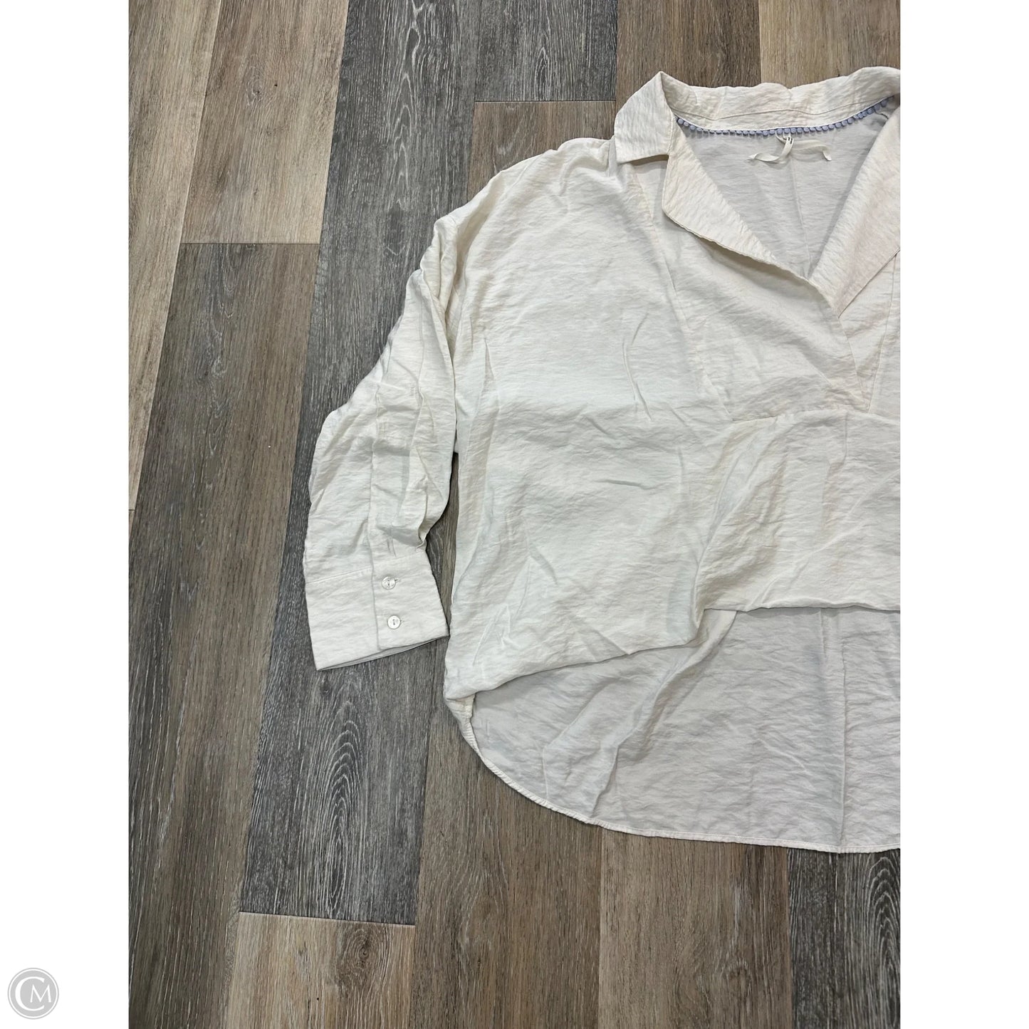 Blouse Long Sleeve By Anthropologie In Cream, Size: L