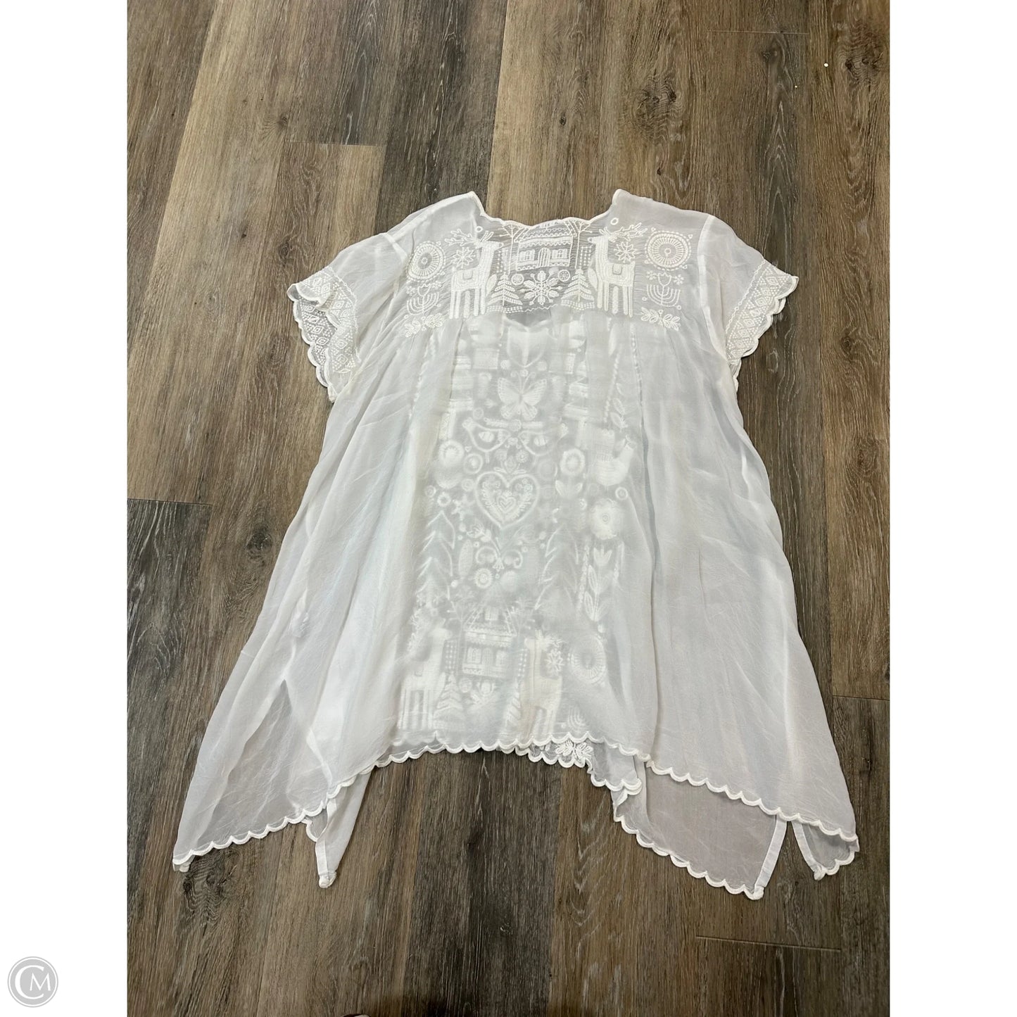 Blouse Short Sleeve By Johnny Was In White, Size: Xl