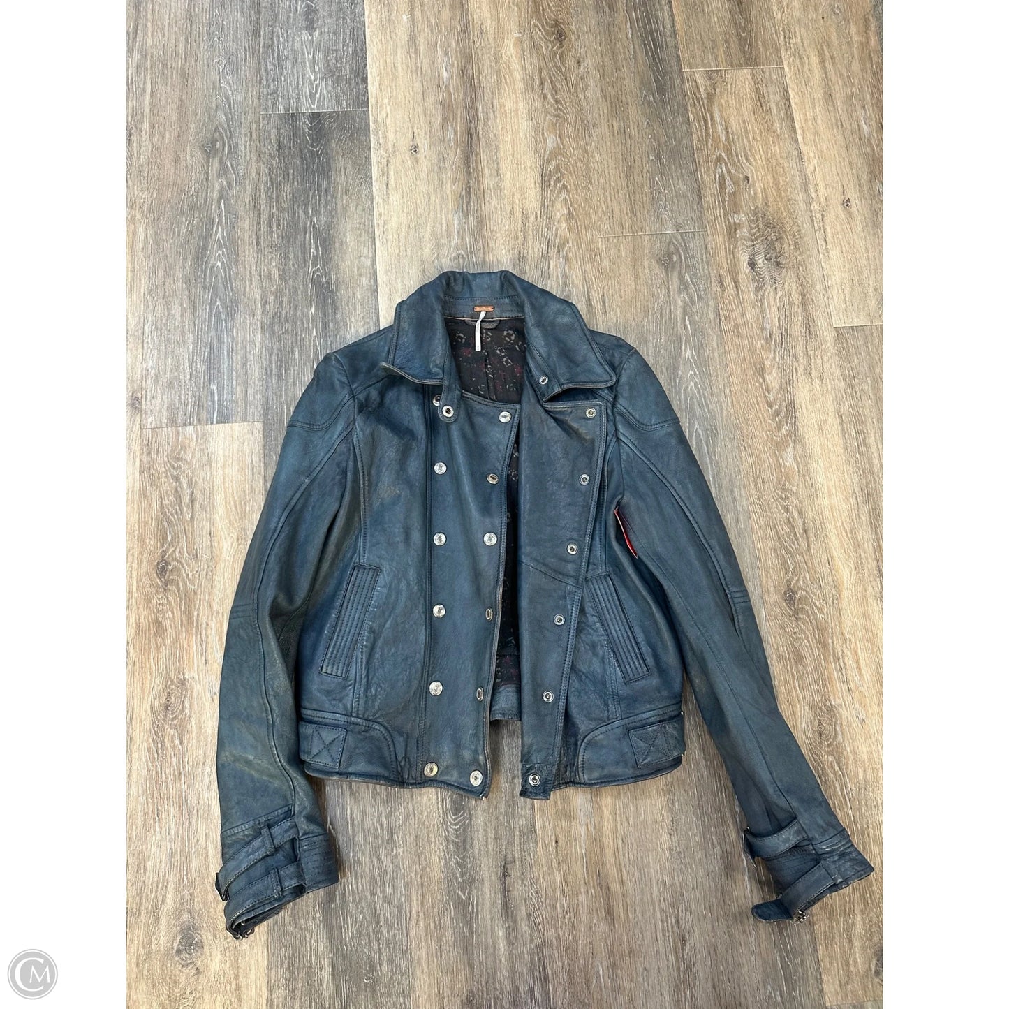 Jacket Leather By Free People In Blue, Size: M