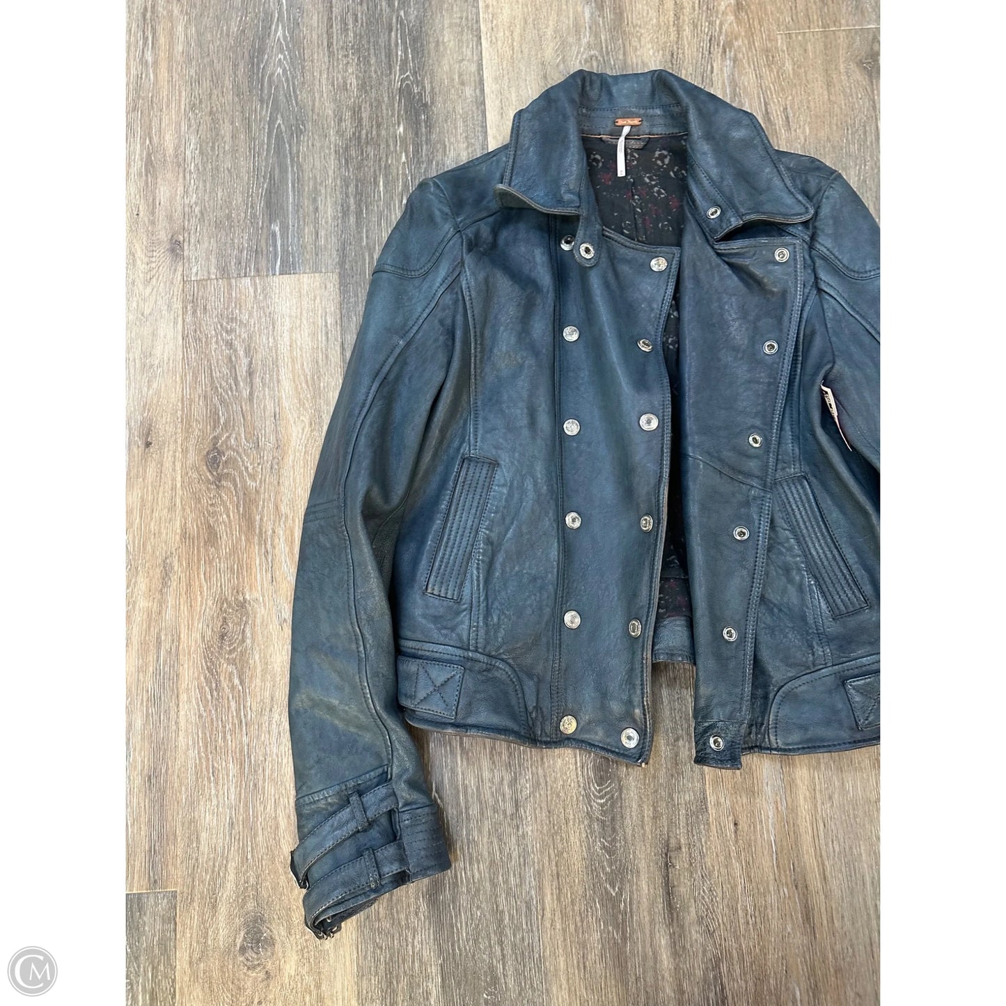 Jacket Leather By Free People In Blue, Size: M