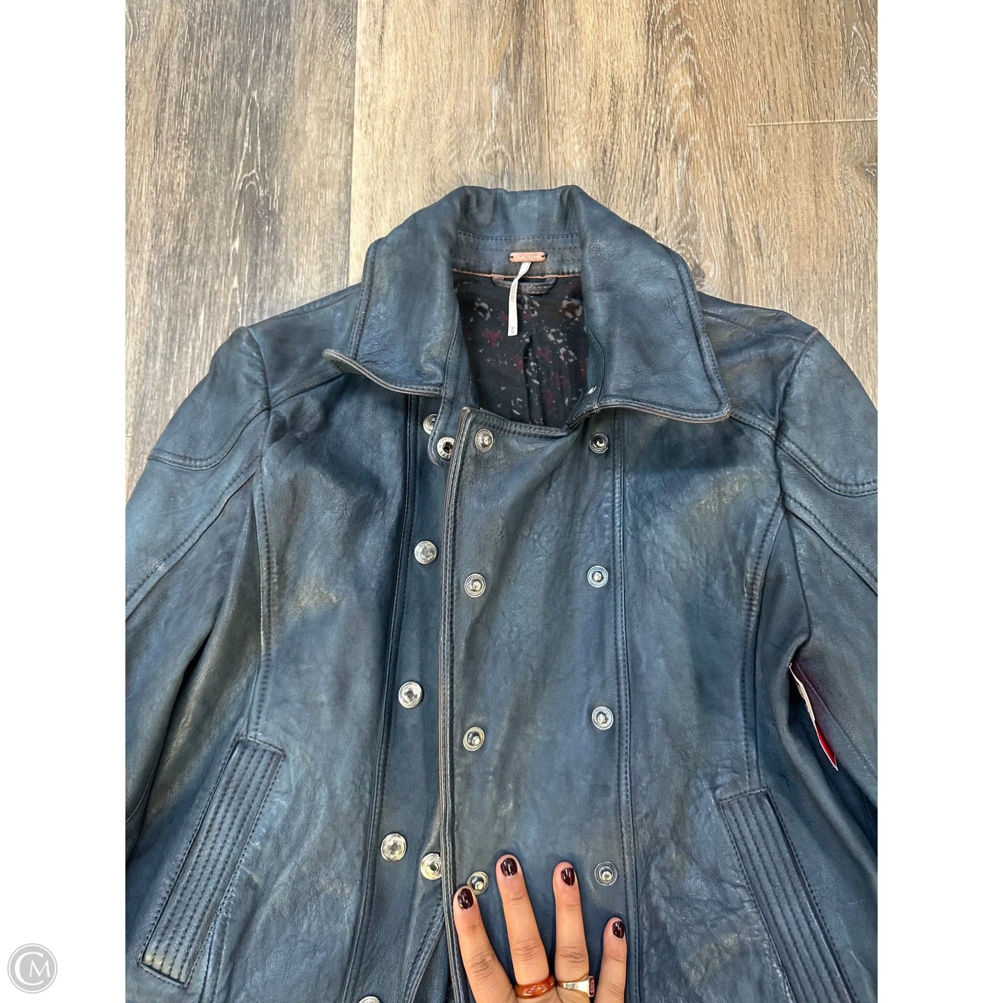 Jacket Leather By Free People In Blue, Size: M