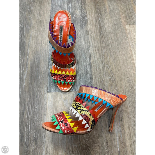 Sandals Luxury Designer By Manolo Blahnik In Multi-colored, Size: 9.5
