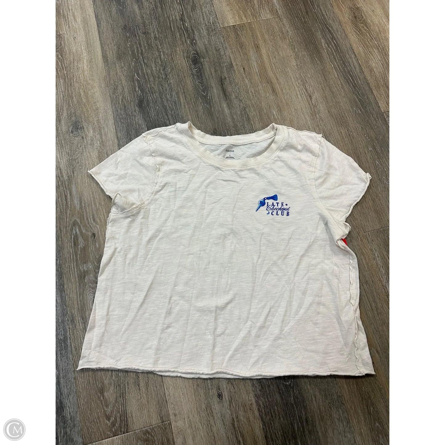 Top Short Sleeve By Maeve In Blue & Cream, Size: M