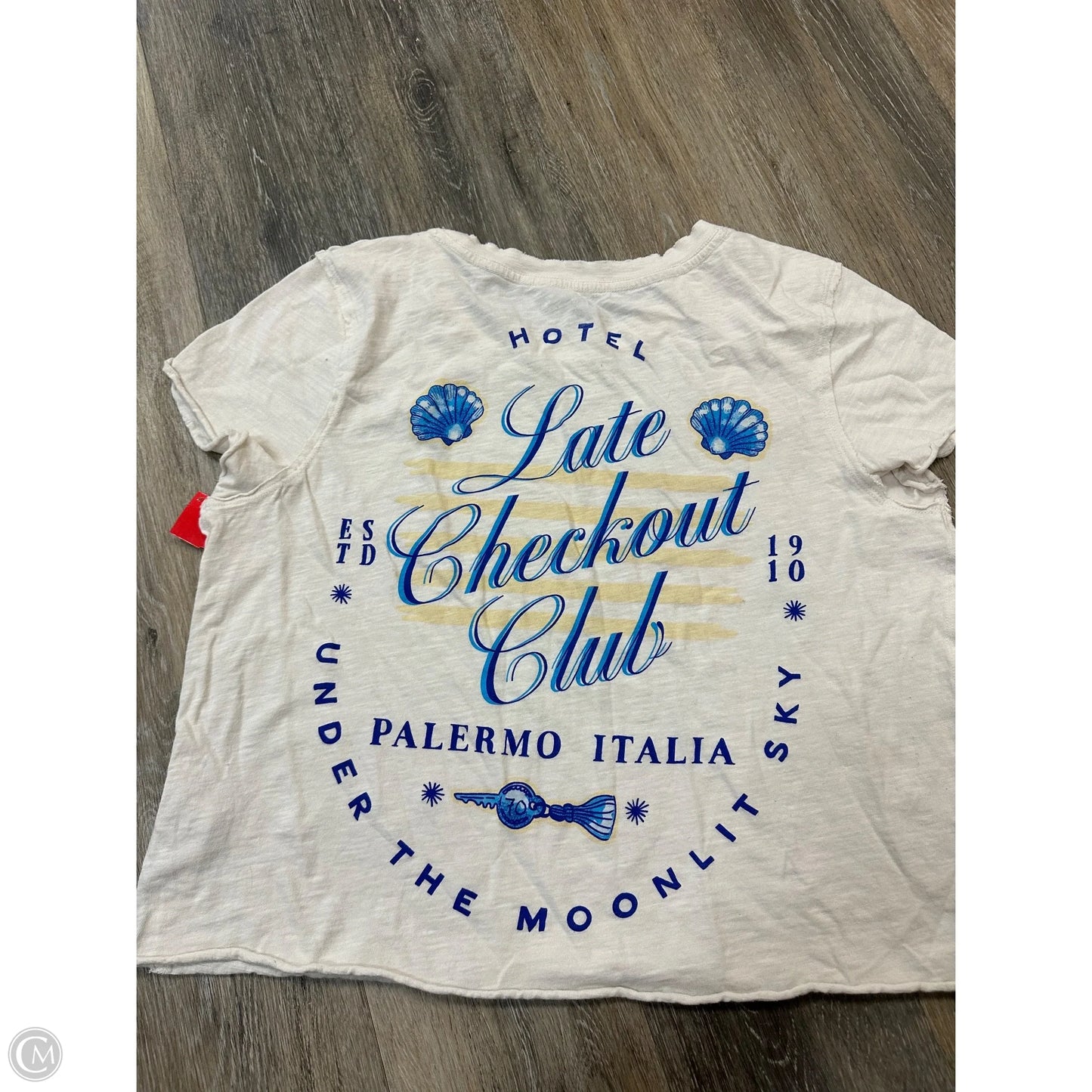 Top Short Sleeve By Maeve In Blue & Cream, Size: M