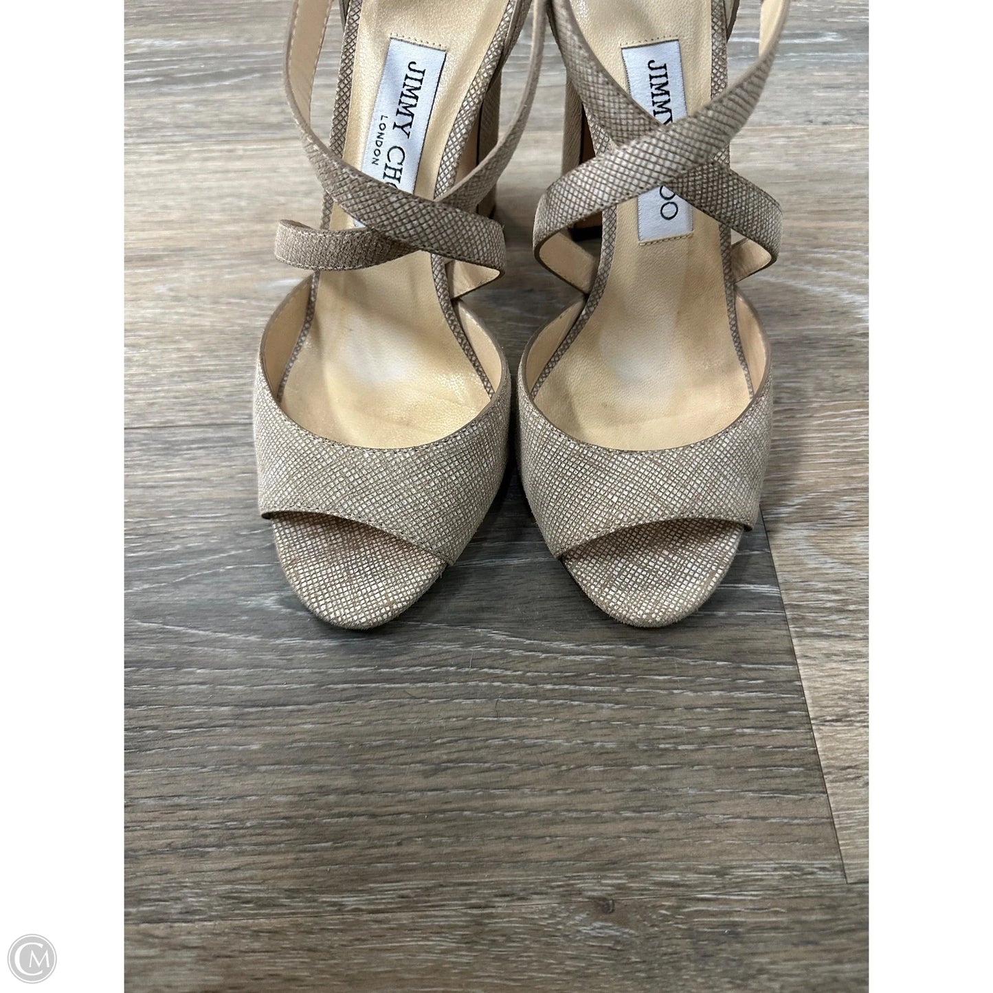 Sandals Luxury Designer By Jimmy Choo In Beige, Size: 7