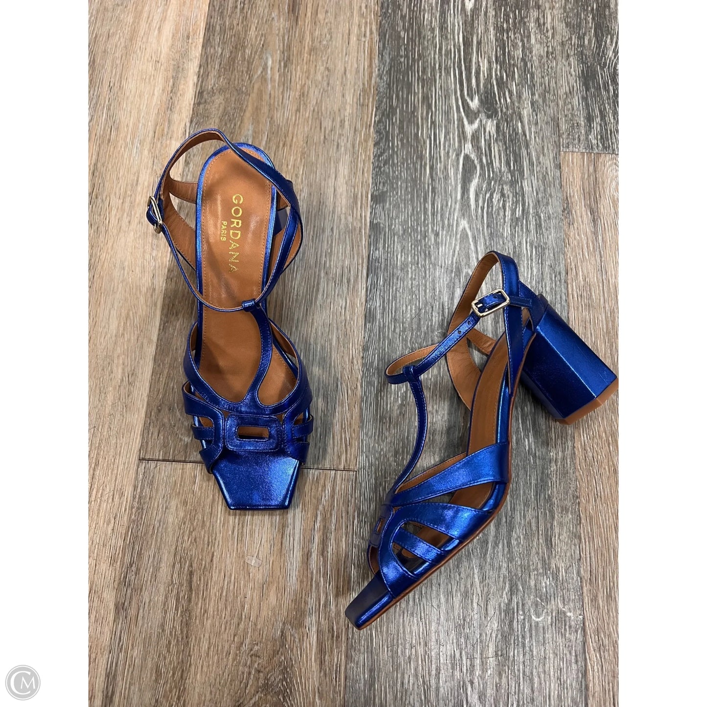 Sandals Heels Block By GORDANA In Blue, Size: 8