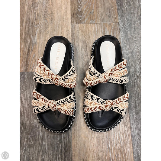 Sandals Flats By Oasis Society In Black & Cream, Size: 7