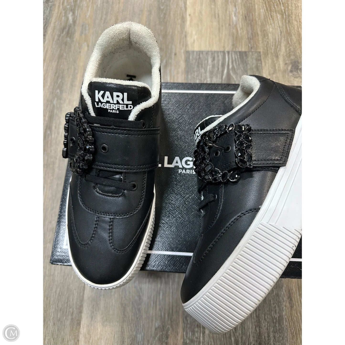 Shoes Designer By Karl Lagerfeld In Black, Size: 9
