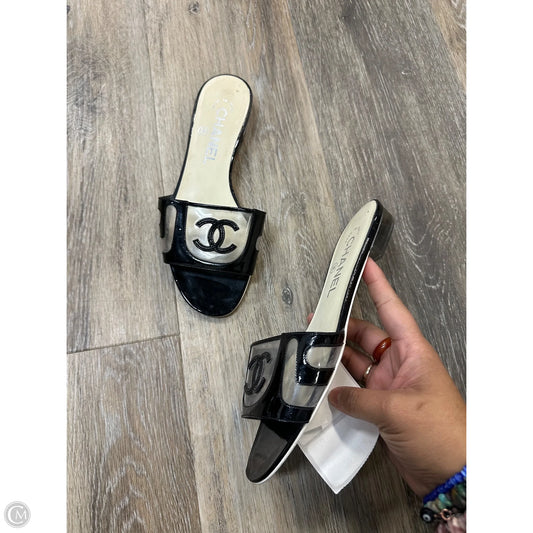 Sandals Luxury Designer By Chanel In Black, Size: 5