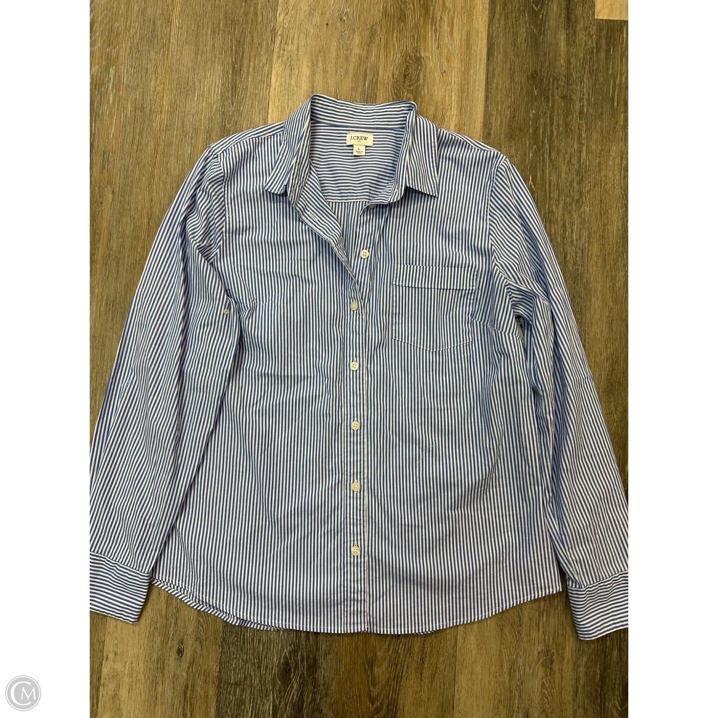 Blouse Long Sleeve By J. Crew In Striped Pattern, Size: L