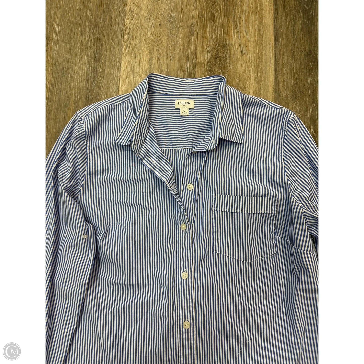 Blouse Long Sleeve By J. Crew In Striped Pattern, Size: L