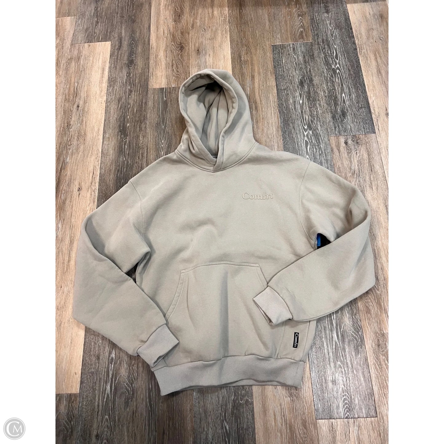 Athletic Sweatshirt Hoodie By Comfrt In Beige, Size: S