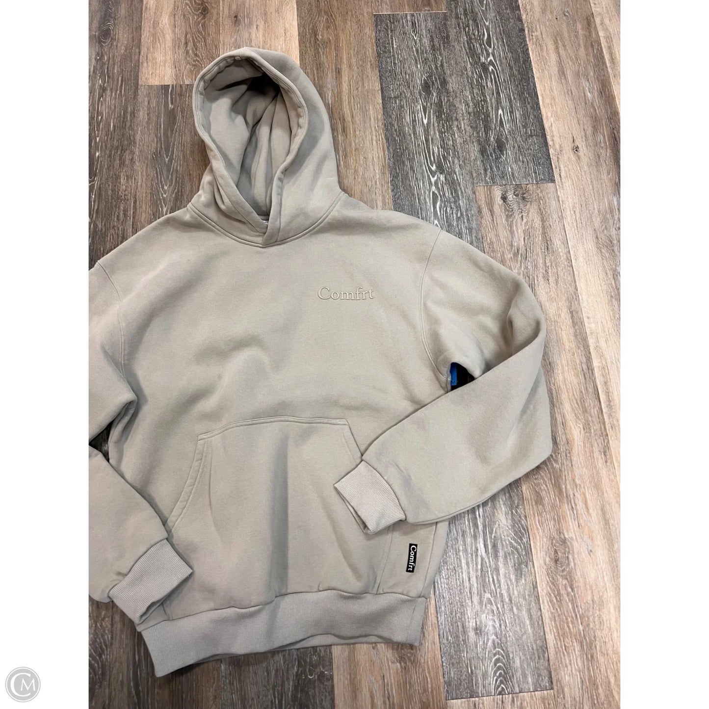 Athletic Sweatshirt Hoodie By Comfrt In Beige, Size: S