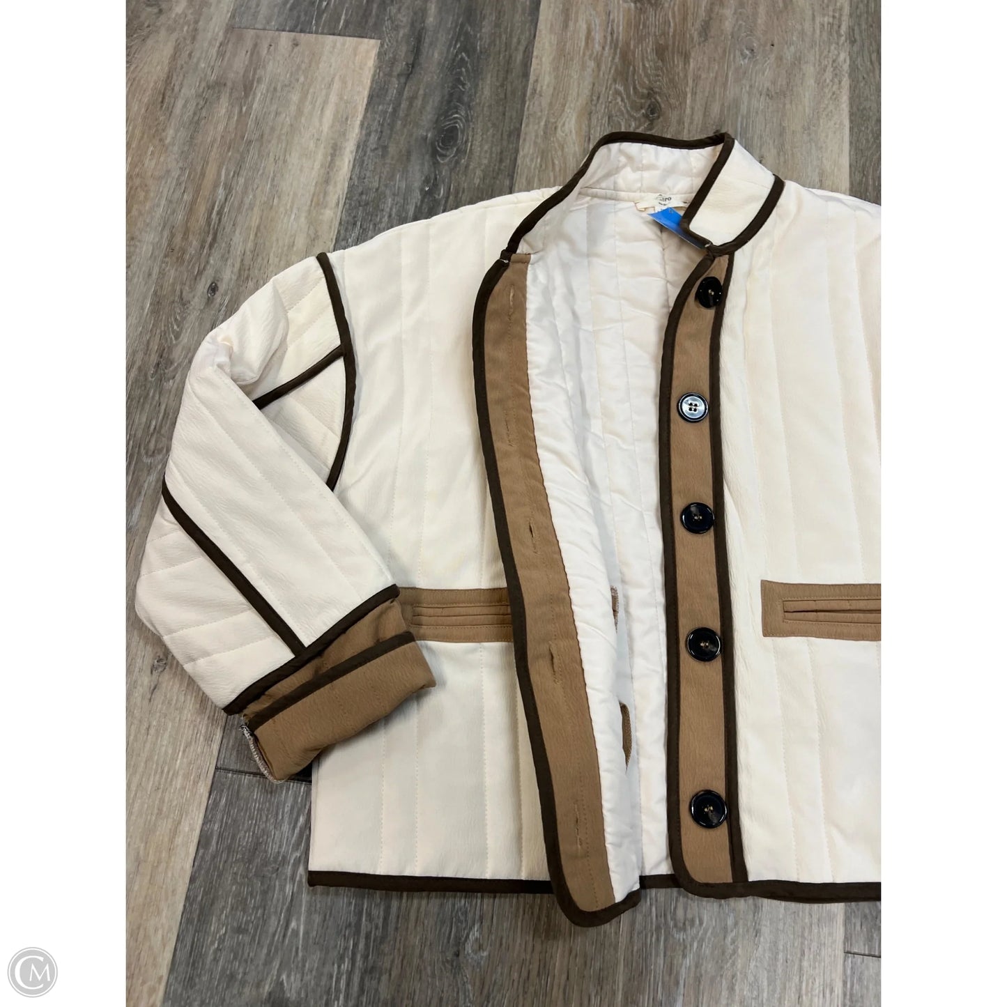 Jacket Puffer & Quilted By Entro In Cream, Size: M