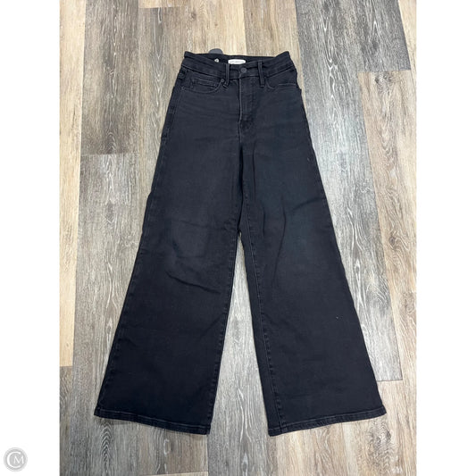 Jeans Wide Leg By Good American In Black Denim, Size: 00/24